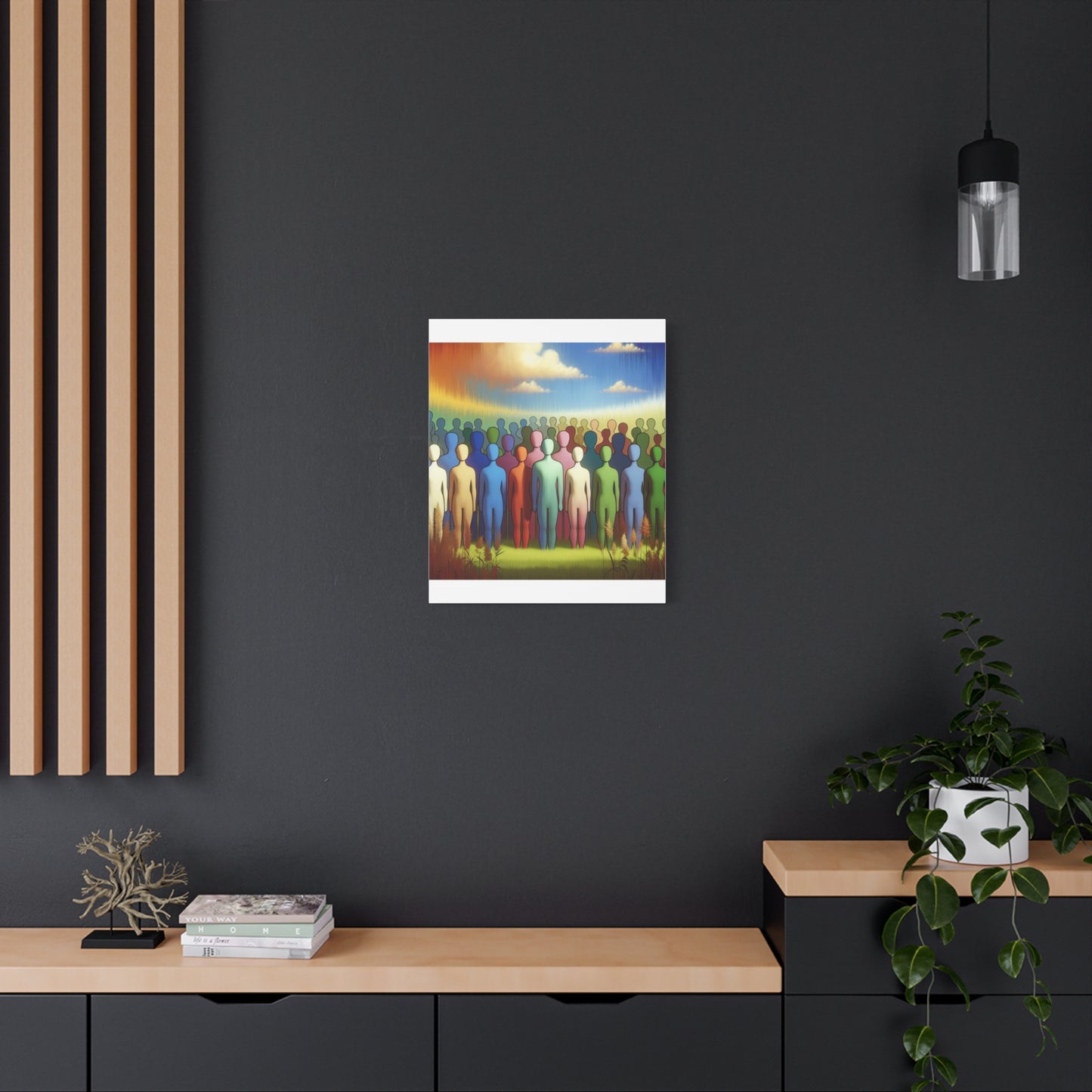 Abstract People Canvas Art - Colorful Community Wall Decor