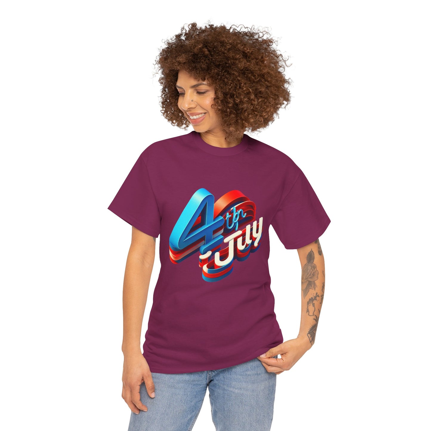 4th of July Unisex Heavy Cotton Tee, Patriotic Shirt, Independence Day Apparel, Summer Event T-Shirt, Casual Graphic Tee