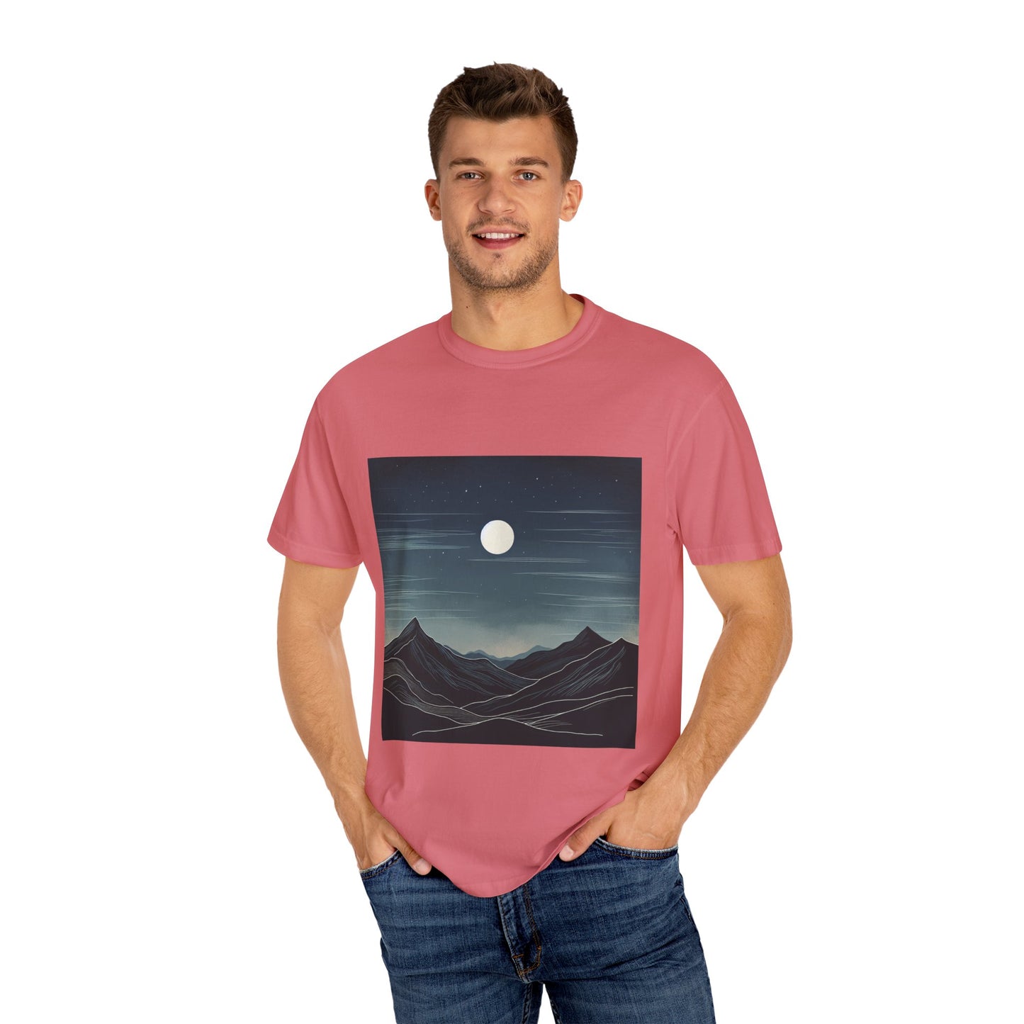 Moonlit Mountains Unisex Garment-Dyed T-shirt | Nature-Inspired Style for Adventurers