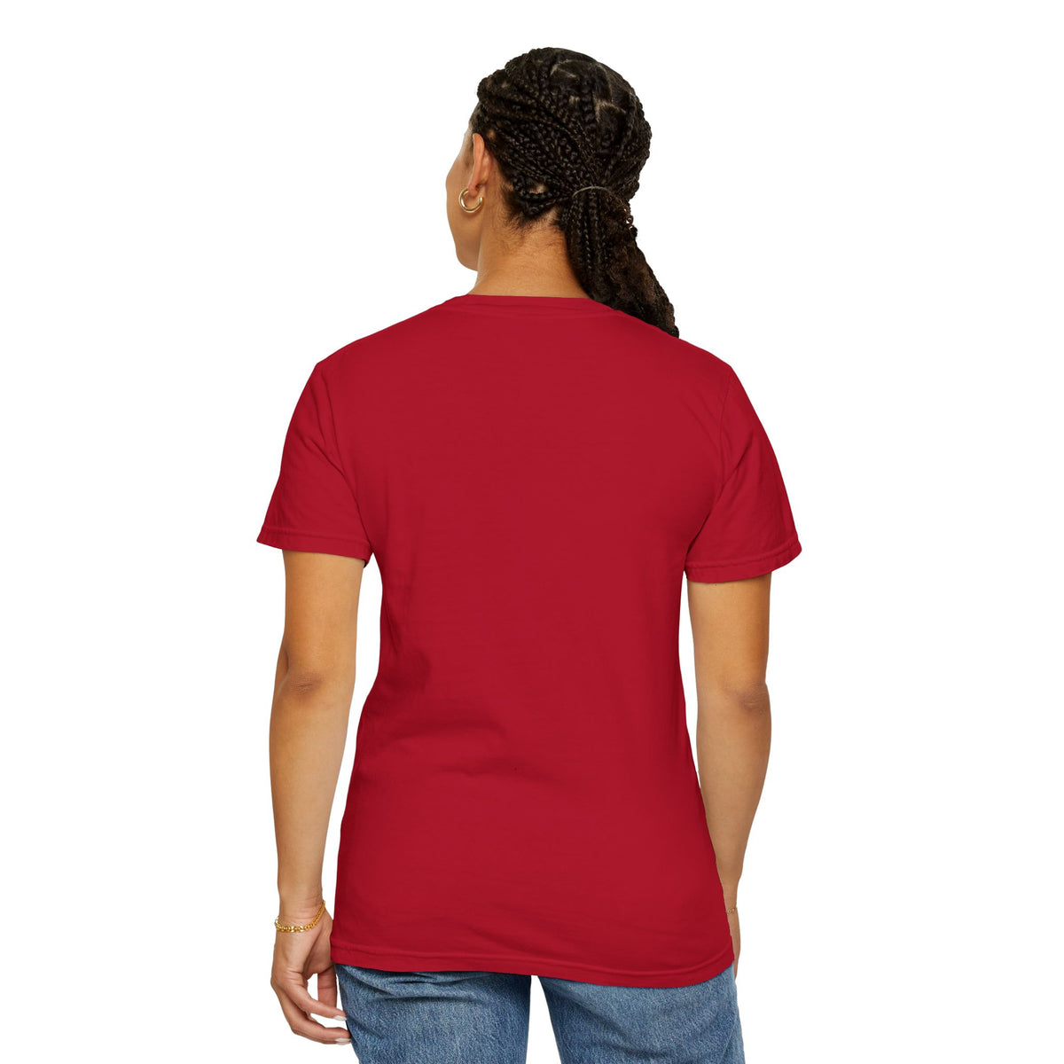 T-Shirt — Tiny Red-Haired Skateboarder Chest Graphic, Minimal Streetwear Tee