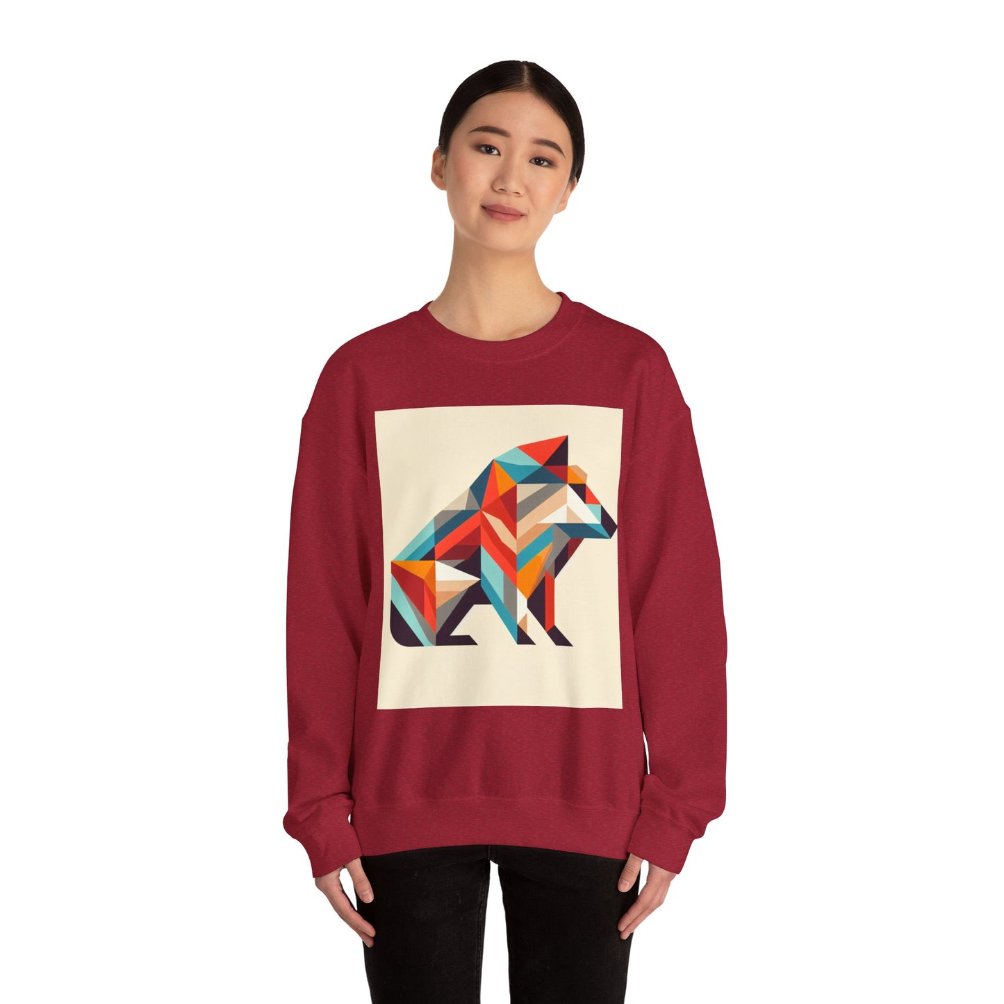 Geometric Wolf Crewneck Sweatshirt - Inspirational Quote Apparel