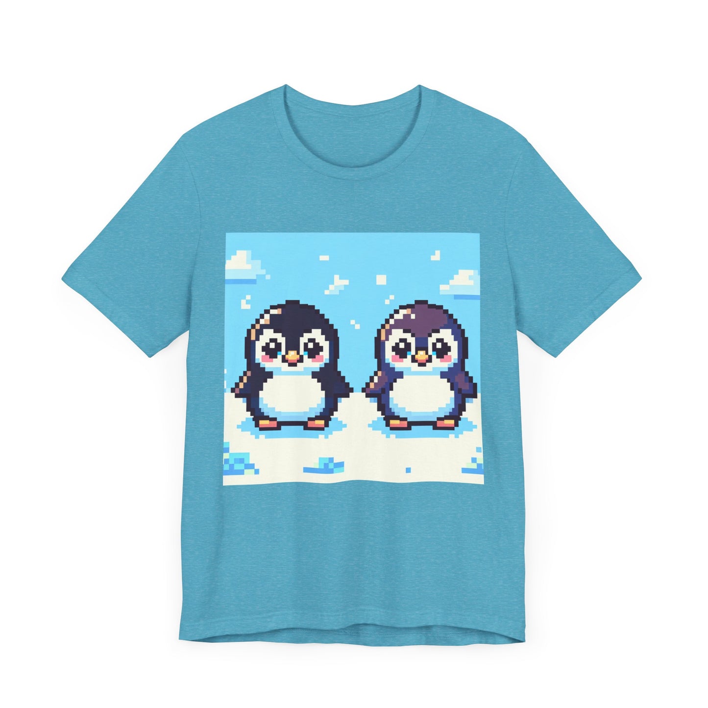 Cute Pixel Penguin Unisex Tee - Fun & Playful Short Sleeve Shirt for Animal Lovers