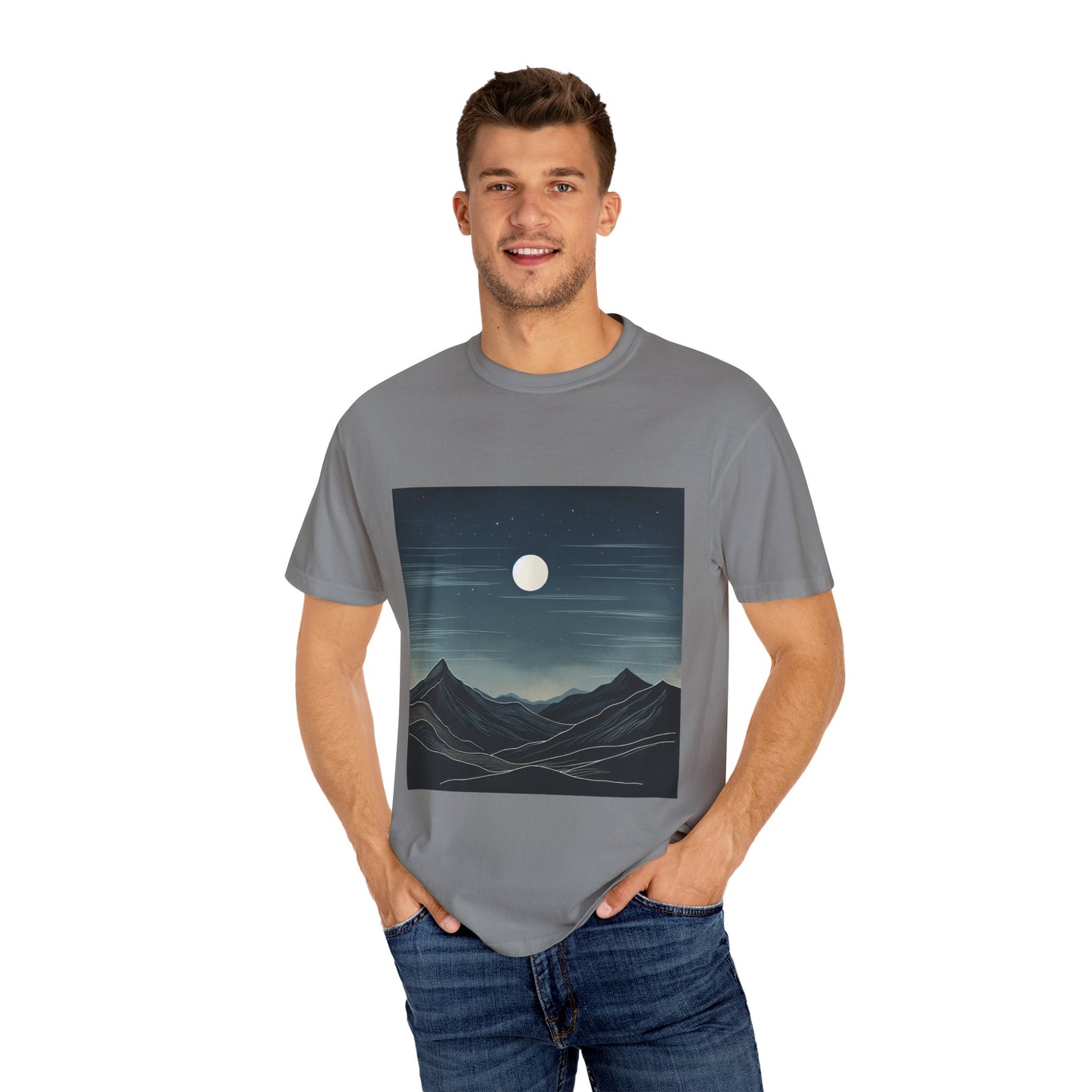 Moonlit Mountains Unisex Garment-Dyed T-shirt | Nature-Inspired Style for Adventurers