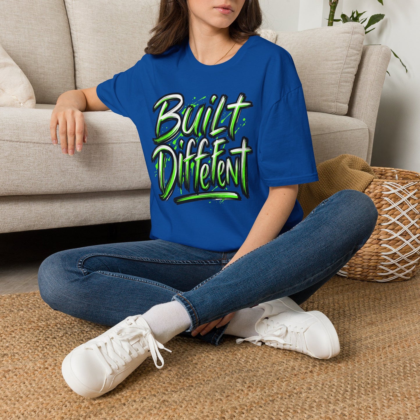 Built Different T-Shirt — Bold Neon Graffiti Tee