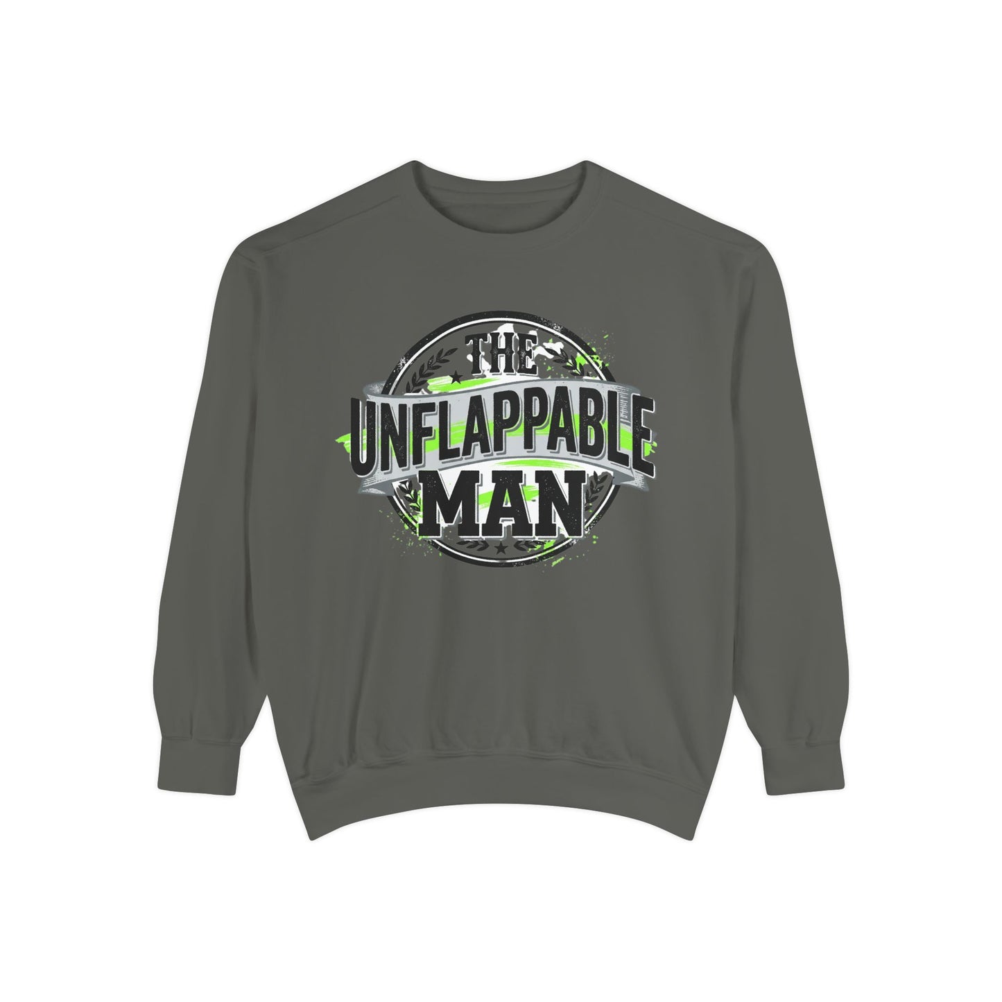 The Unflappable Man Sweatshirt — Retro Badge Graphic Crewneck