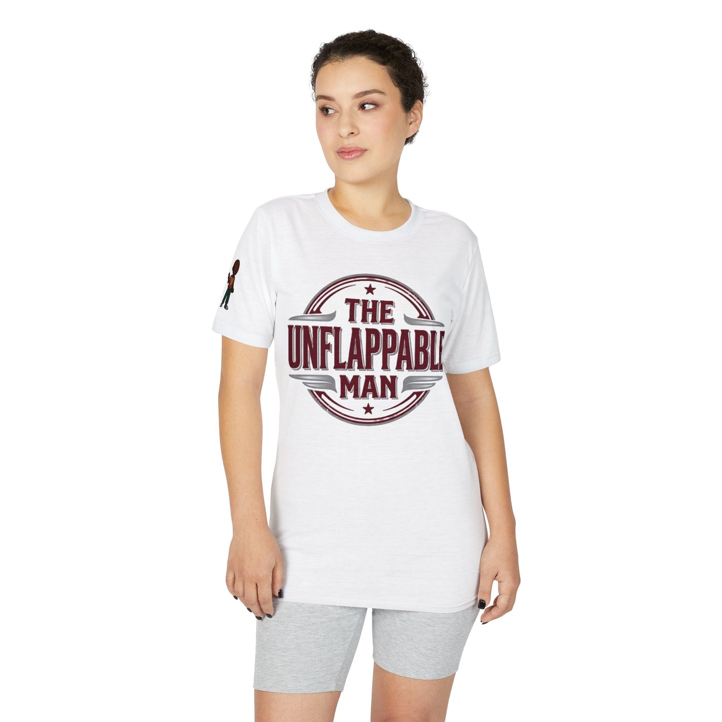 The Unflappable Man T-Shirt – Vintage Badge Graphic Tee for Calm, Confident Guys