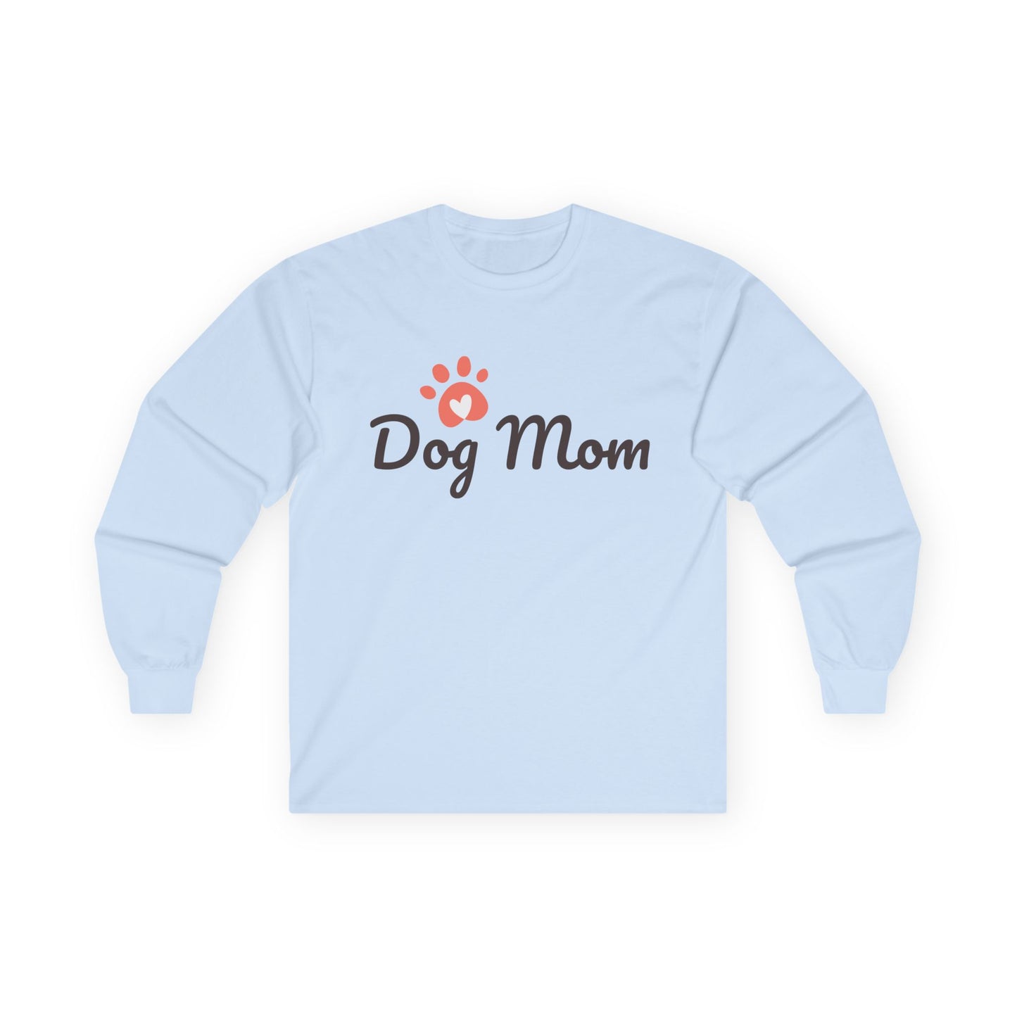 Dog Mom Long Sleeve Tee — Paw Print Graphic Shirt for Dog Lovers