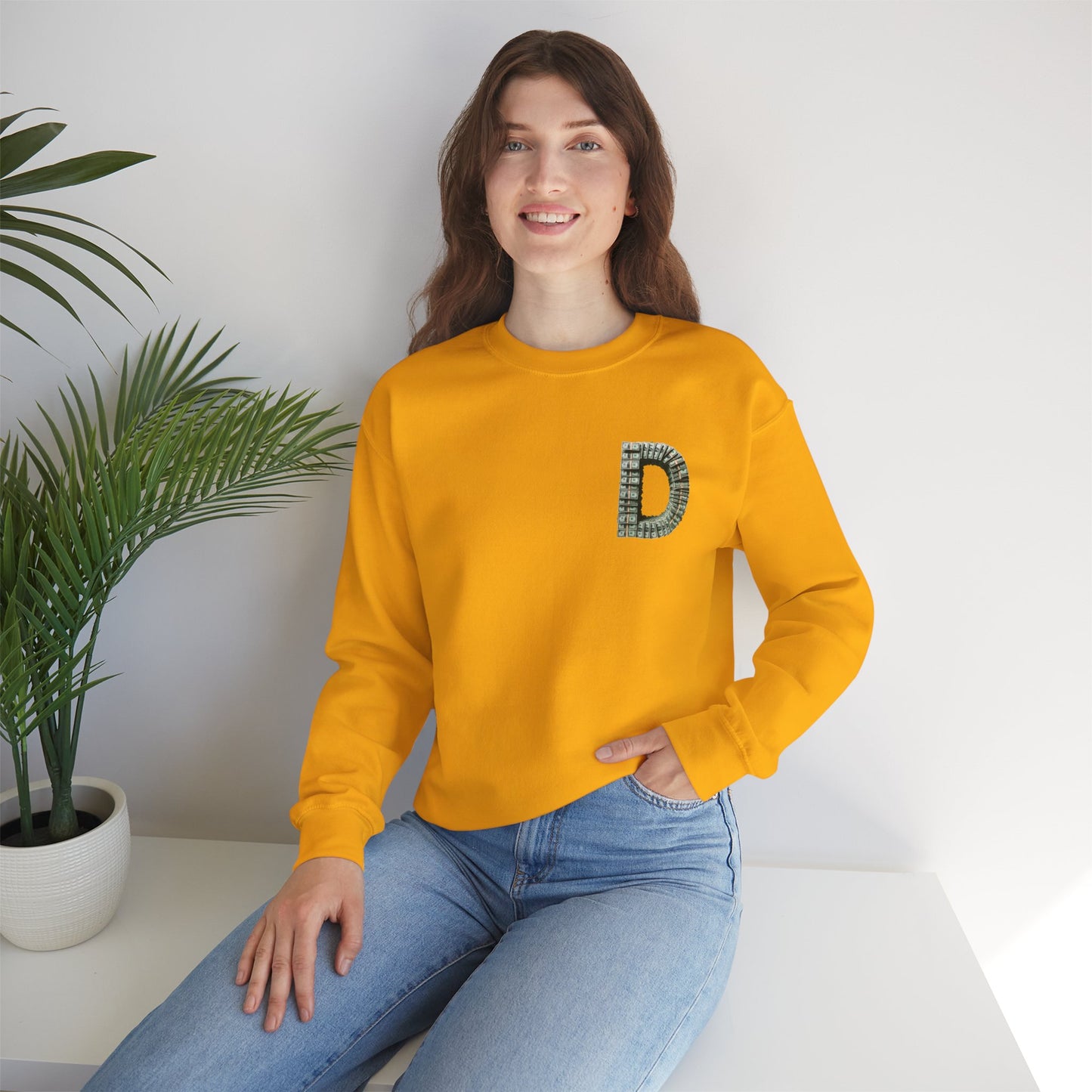 Unisex Crewneck Sweatshirt with 'D' and Dollar Sign Design | Stylish & Cozy Apparel for Casual Days