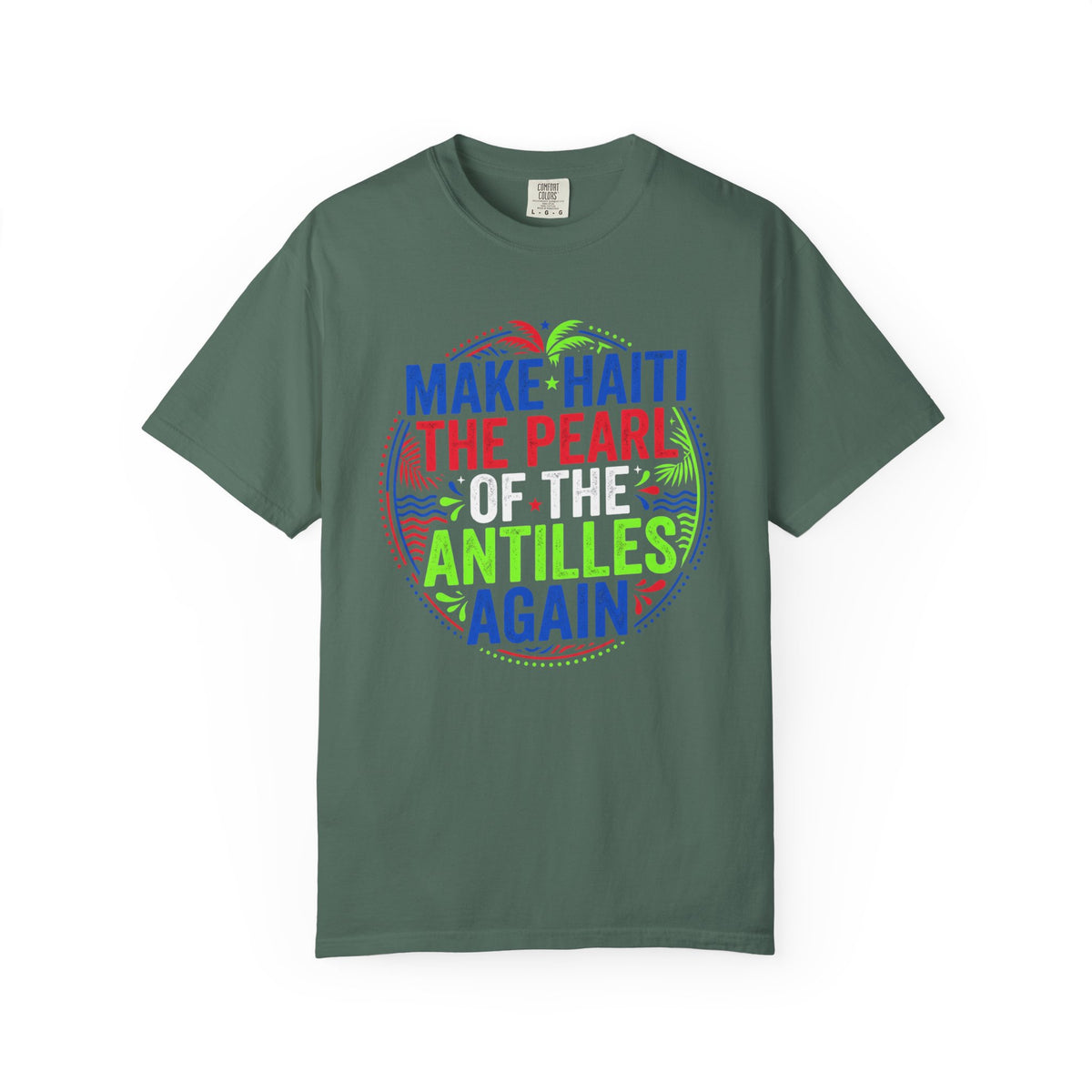 Make Haiti the Pearl — T‑Shirt (Antilles Pride, Colorful Retro Globe Design)
