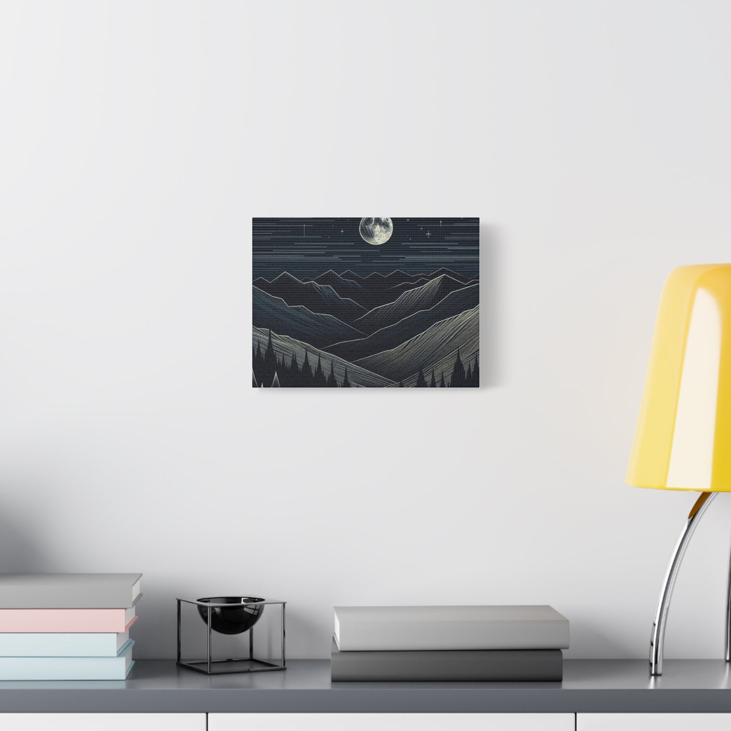 Serene Moonlit Mountain Canvas Art Print