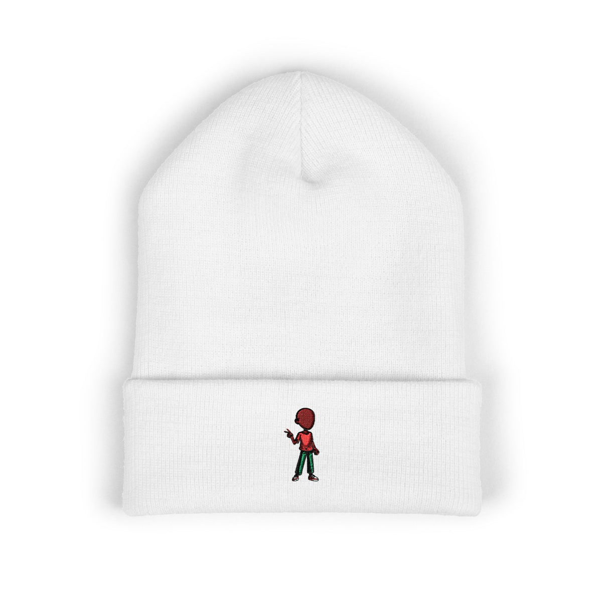 Embroidered Skate Kid Cuffed Beanie — Minimal Streetwear Winter Hat