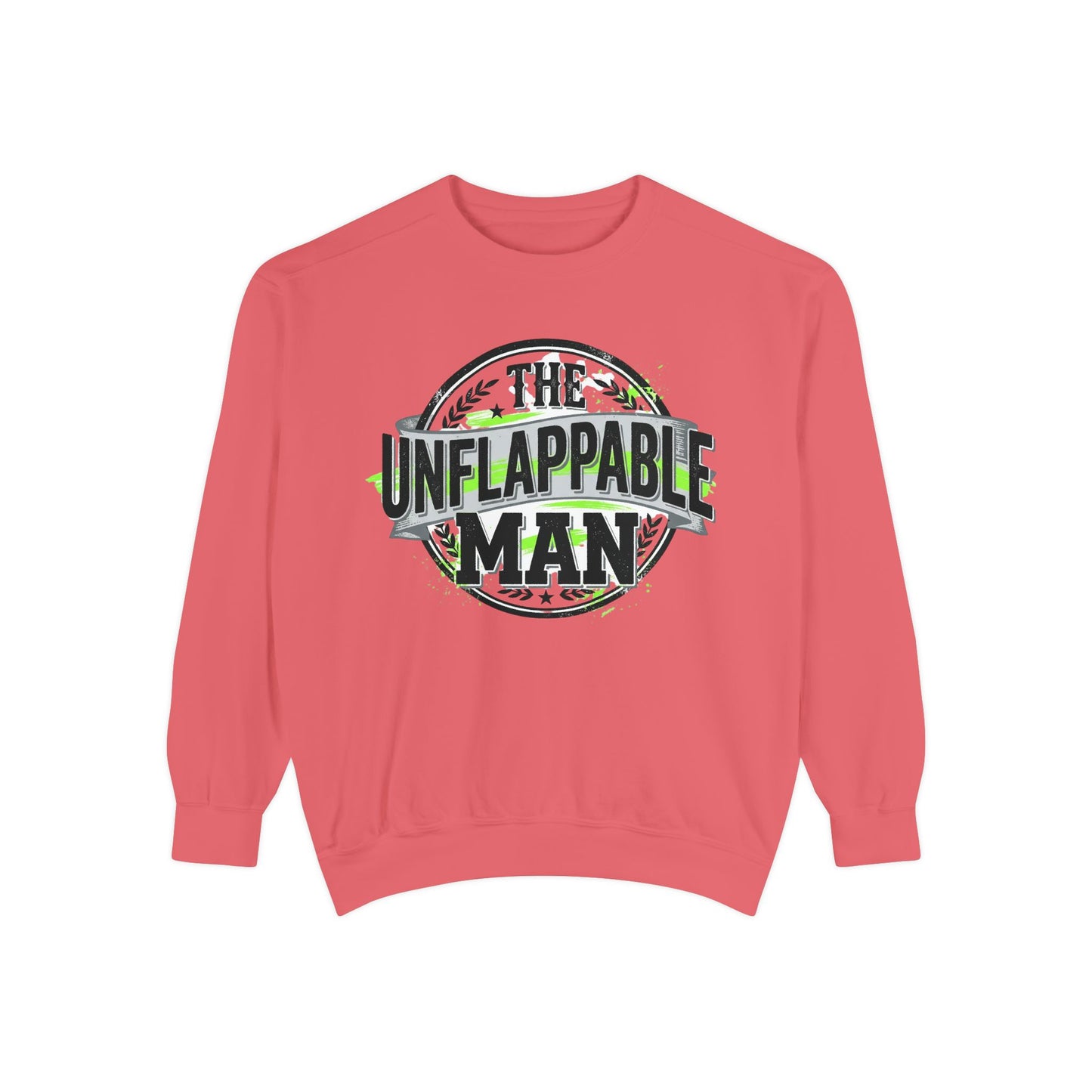 The Unflappable Man Sweatshirt — Retro Badge Graphic Crewneck