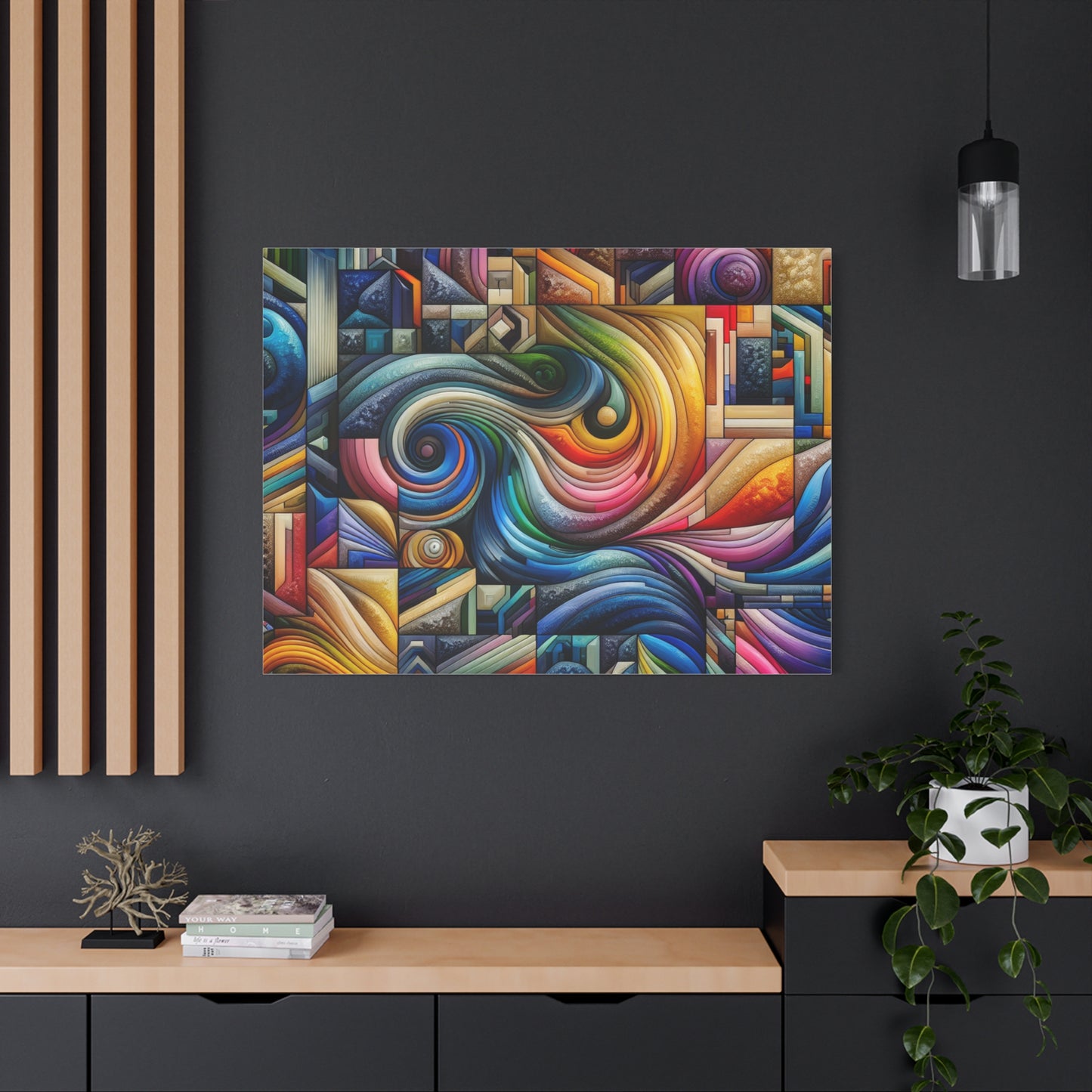 Vibrant Abstract Swirl Matte Canvas Art - Colorful Home Decor