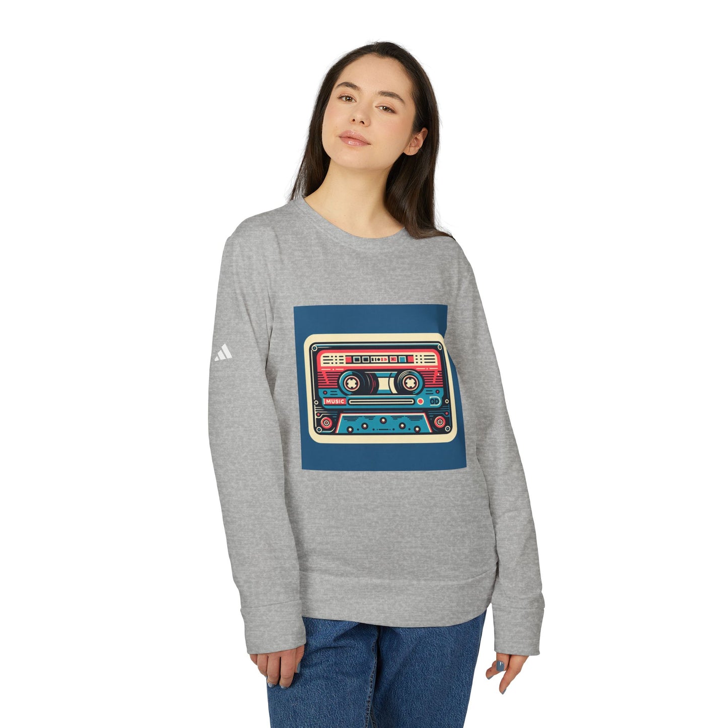 Retro Cassette Tape Design Fleece Crewneck Sweatshirt | Unisex Cozy Apparel