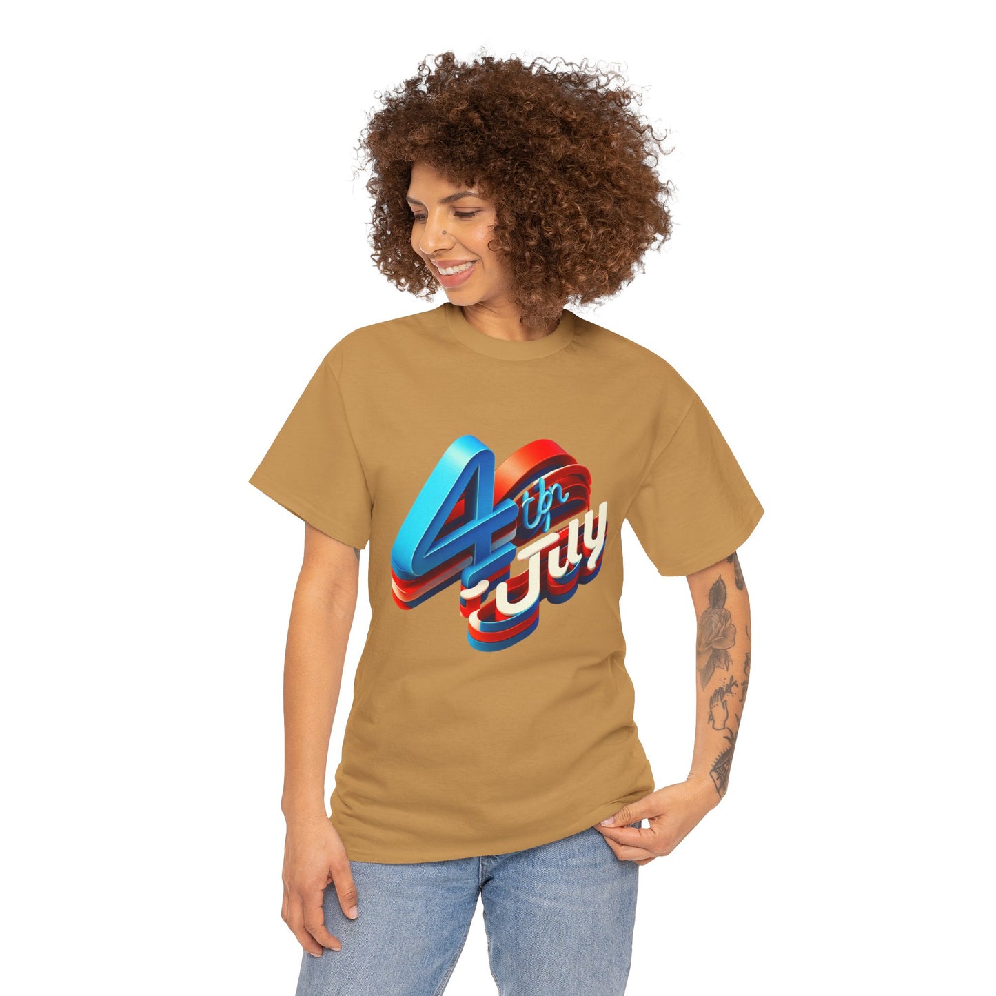 4th of July Unisex Heavy Cotton Tee, Patriotic Shirt, Independence Day Apparel, Summer Event T-Shirt, Casual Graphic Tee