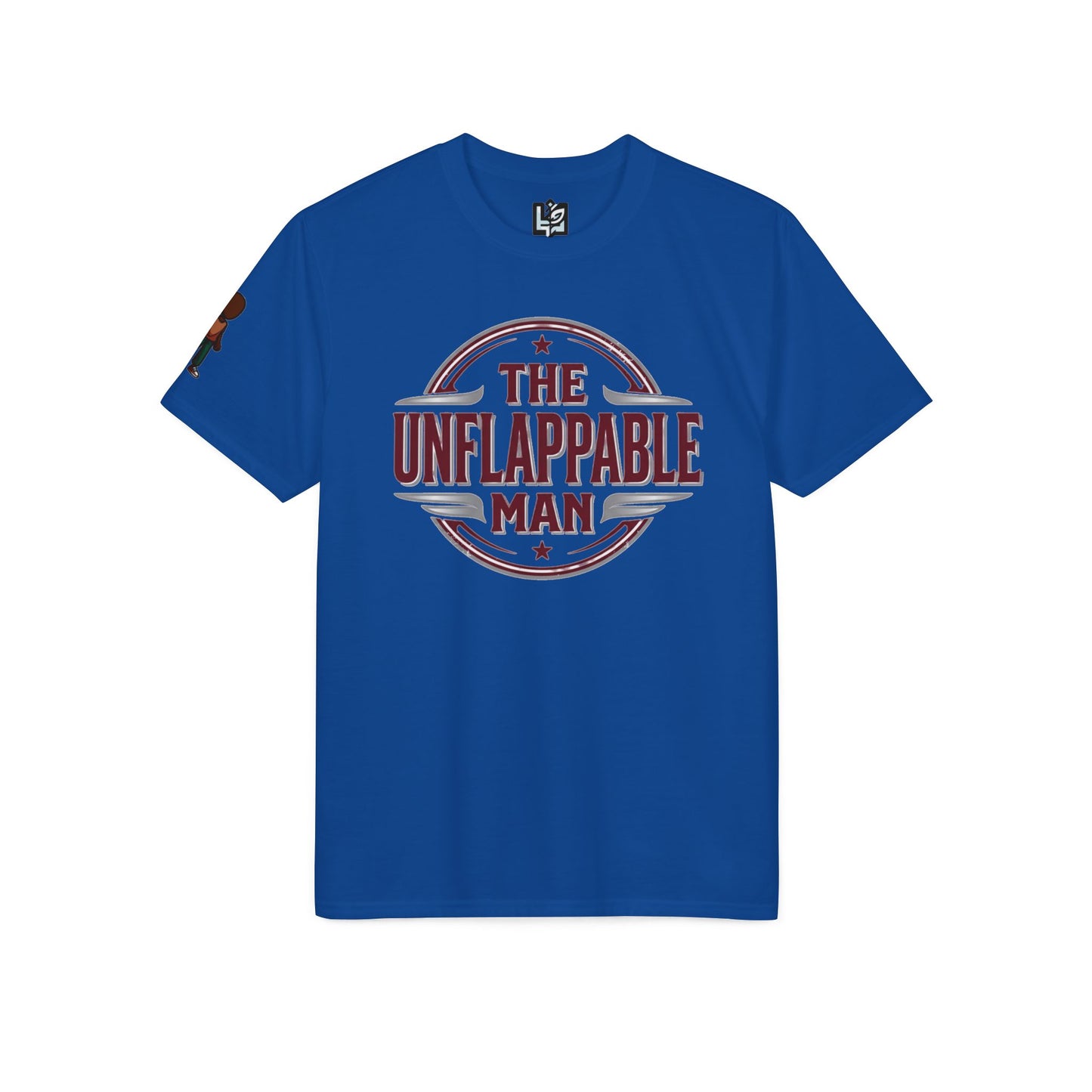 The Unflappable Man T-Shirt – Vintage Badge Graphic Tee for Calm, Confident Guys