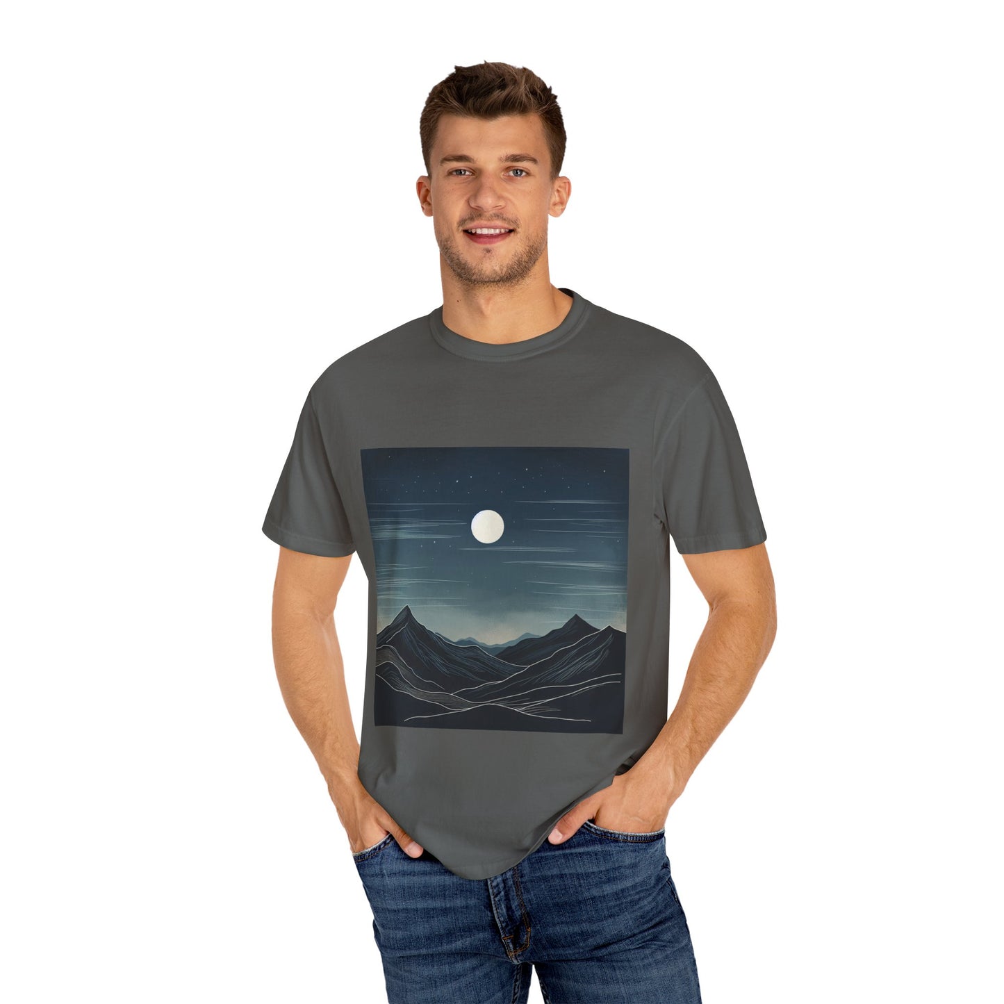Moonlit Mountains Unisex Garment-Dyed T-shirt | Nature-Inspired Style for Adventurers