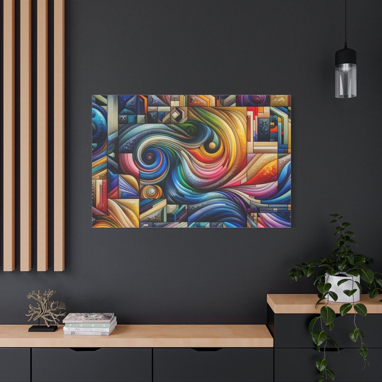 Vibrant Abstract Swirl Matte Canvas Art - Colorful Home Decor