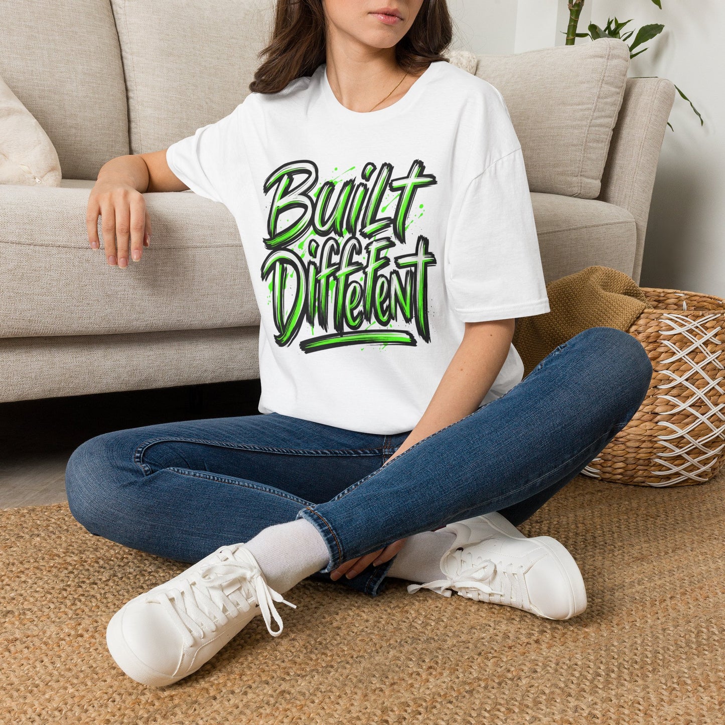 Built Different T-Shirt — Bold Neon Graffiti Tee