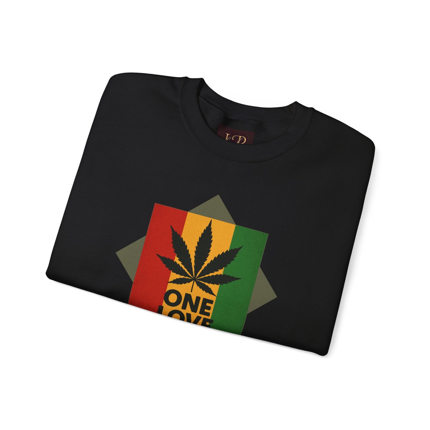 One Love Cannabis Crewneck Sweatshirt | Unisex Pullover | Cozy Streetwear, Gift for Stoners, Rasta Style Sweatshirt, Chill Vibes Apparel