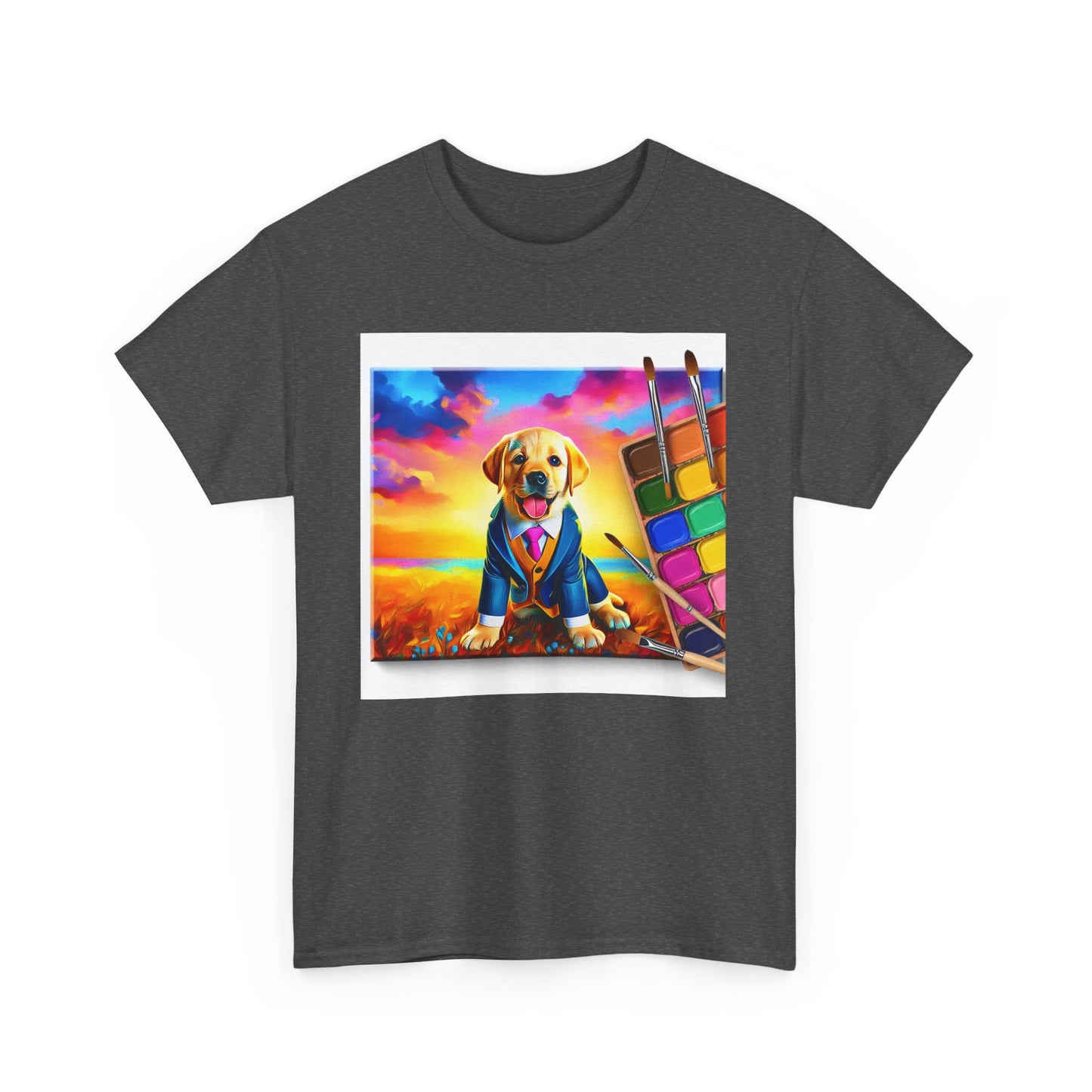 Playful Dog Art Unisex Heavy Cotton Tee