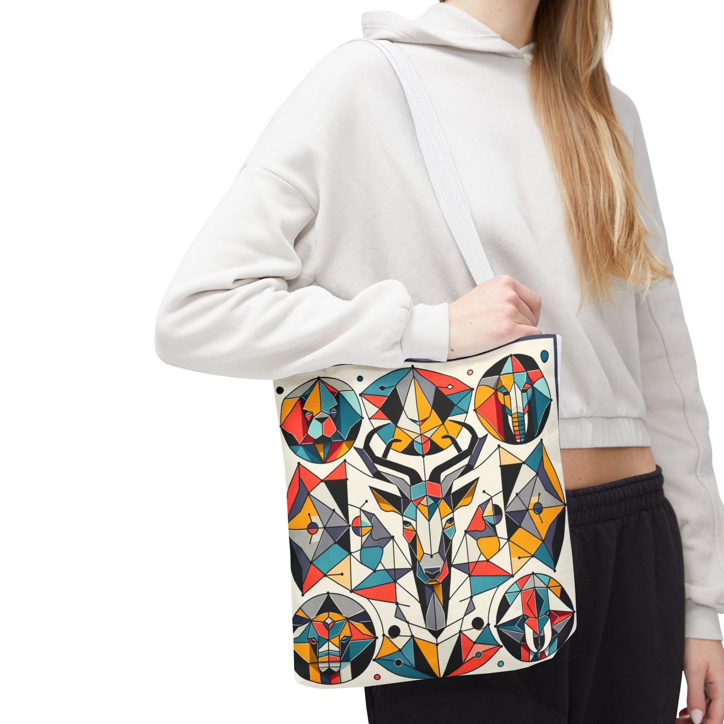 Colorful Geometric Animal Tote Bag - Eco-Friendly & Stylish