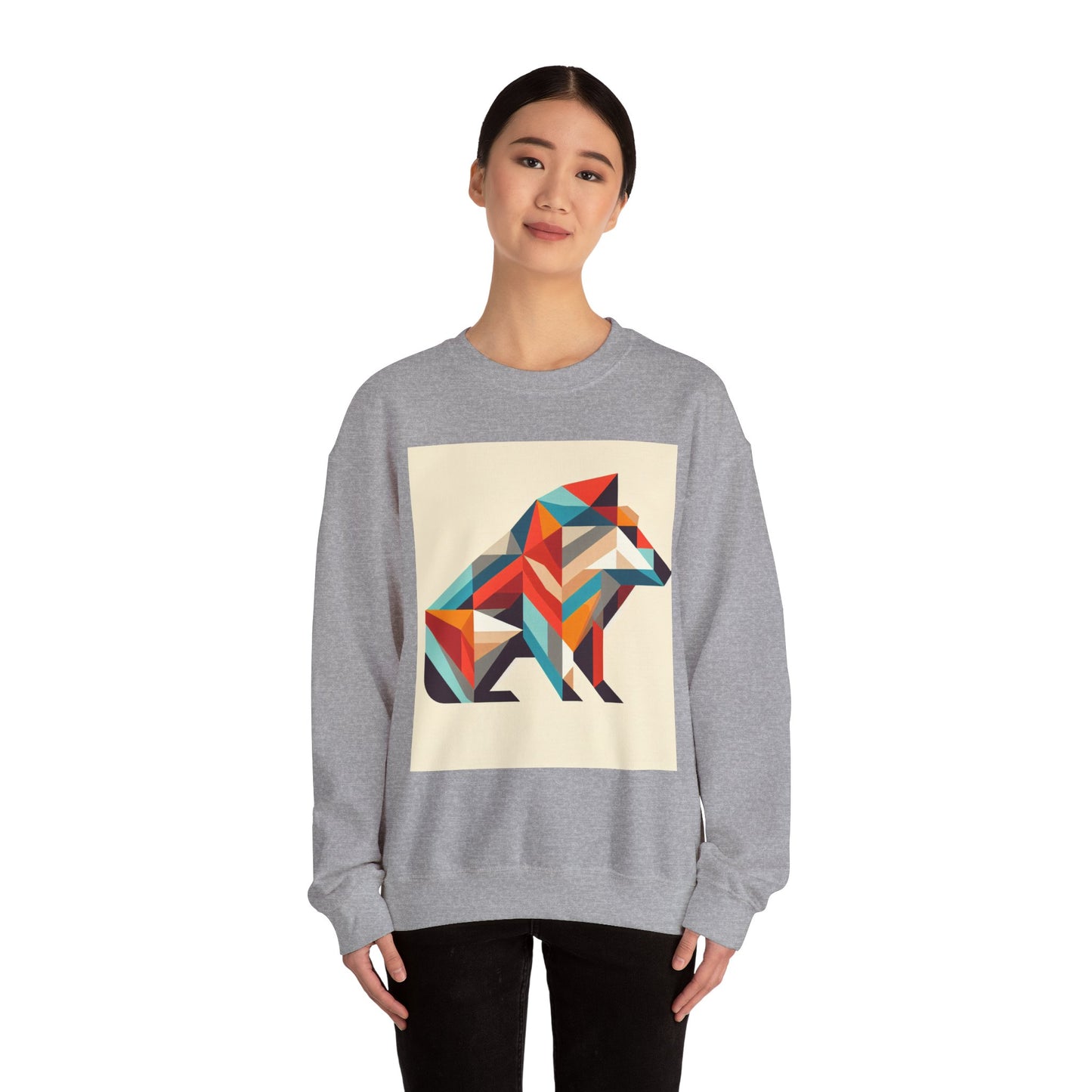 Geometric Wolf Crewneck Sweatshirt - Inspirational Quote Apparel