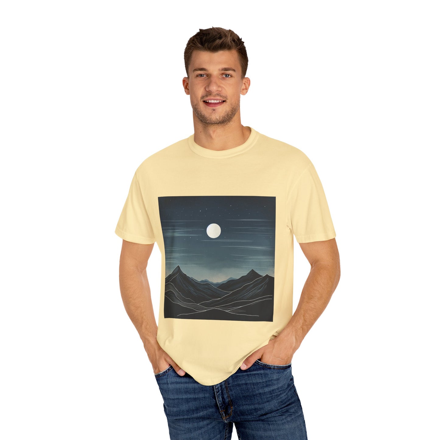 Moonlit Mountains Unisex Garment-Dyed T-shirt | Nature-Inspired Style for Adventurers