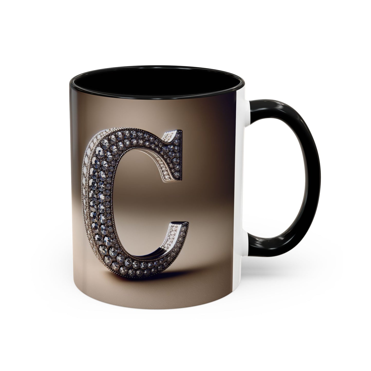 Elegant Initial 'C' Accent Coffee Mug - 11oz & 15oz Ceramics for Personalized Gifts