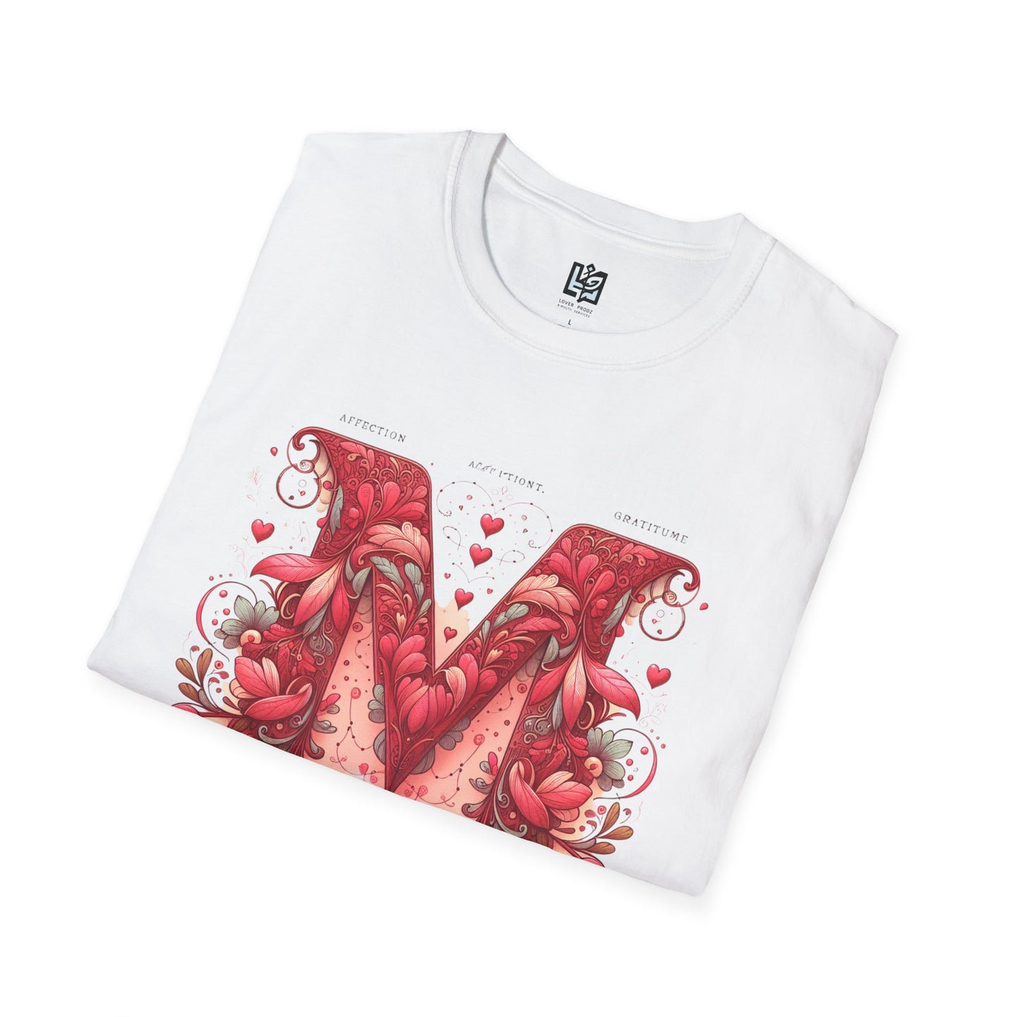 Floral Letter 'M' Unisex Softstyle T-Shirt - Perfect for Celebrations and Self-Expression
