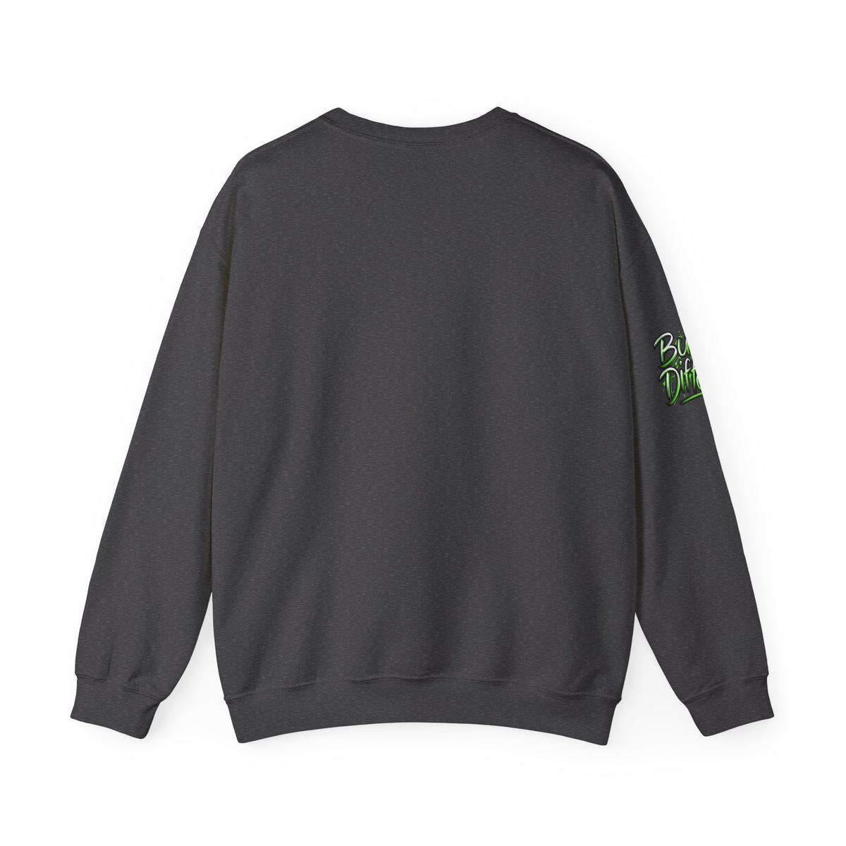 Crewneck Sweatshirt with Cartoon Guitarist & 'Rock On' Sleeve Graphic