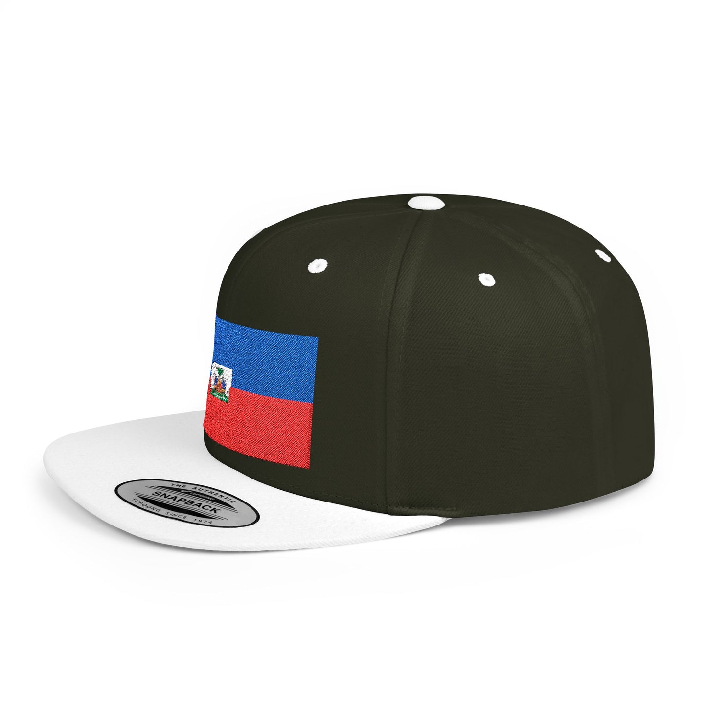 Haitian Flag Flat Bill Snapback Cap - Stylish Headwear for Cultural Celebrations