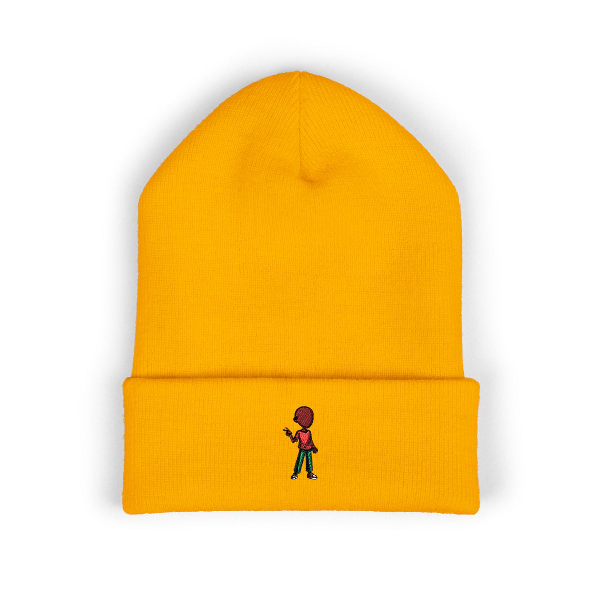 Embroidered Skate Kid Cuffed Beanie — Minimal Streetwear Winter Hat