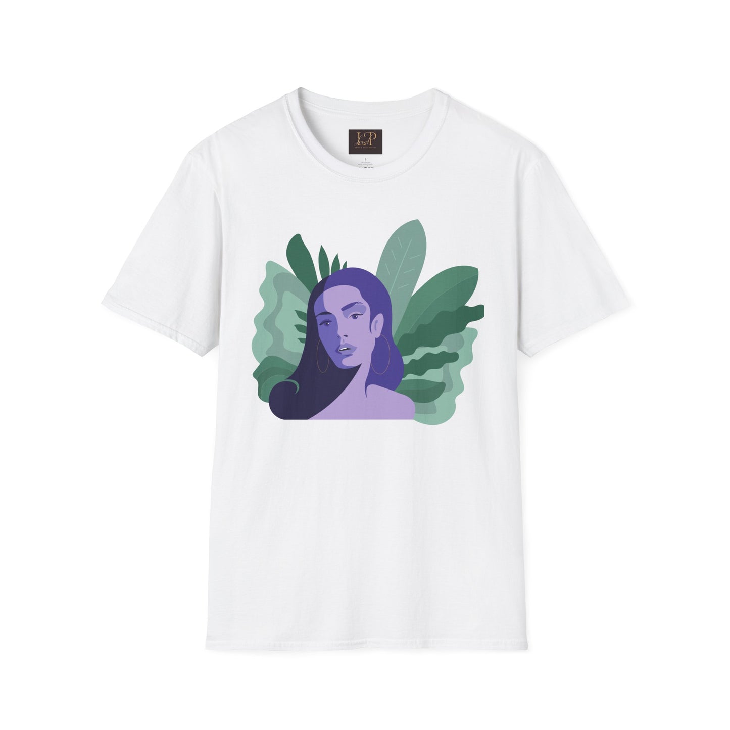 Chic Botanical Portrait T-Shirt for Nature Lovers
