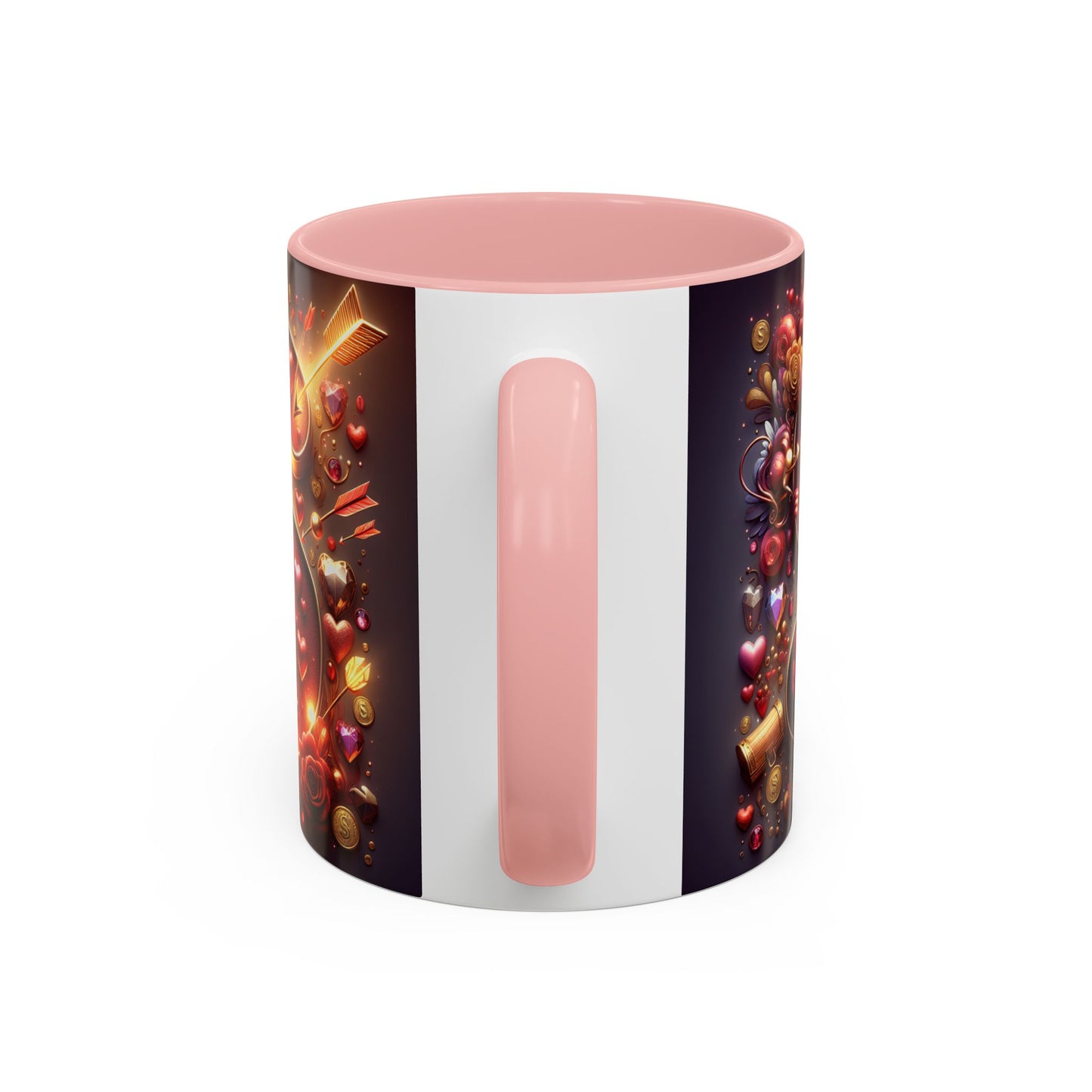 Romantic Heart & Rose Accent Coffee Mug - Perfect for Valentine's Day