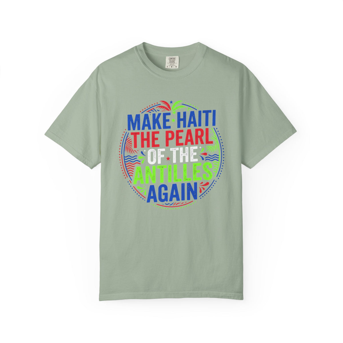 Make Haiti the Pearl — T‑Shirt (Antilles Pride, Colorful Retro Globe Design)