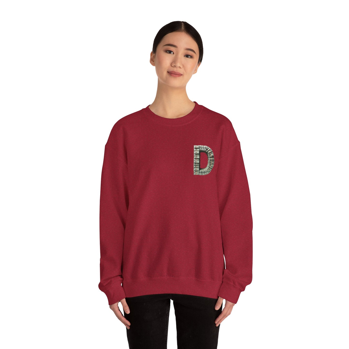 Unisex Crewneck Sweatshirt with 'D' and Dollar Sign Design | Stylish & Cozy Apparel for Casual Days