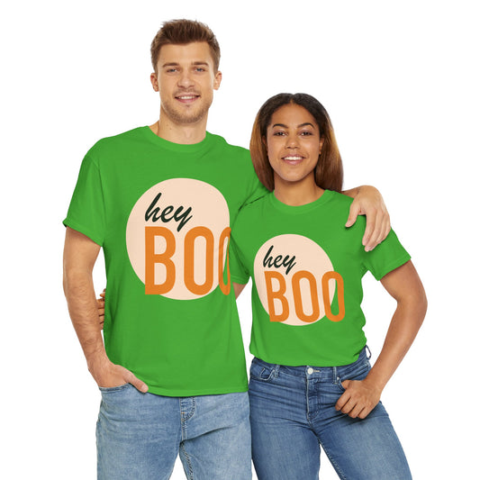 Hey Boo Unisex Heavy Cotton Tee - Cute & Comfy Fall T-Shirt