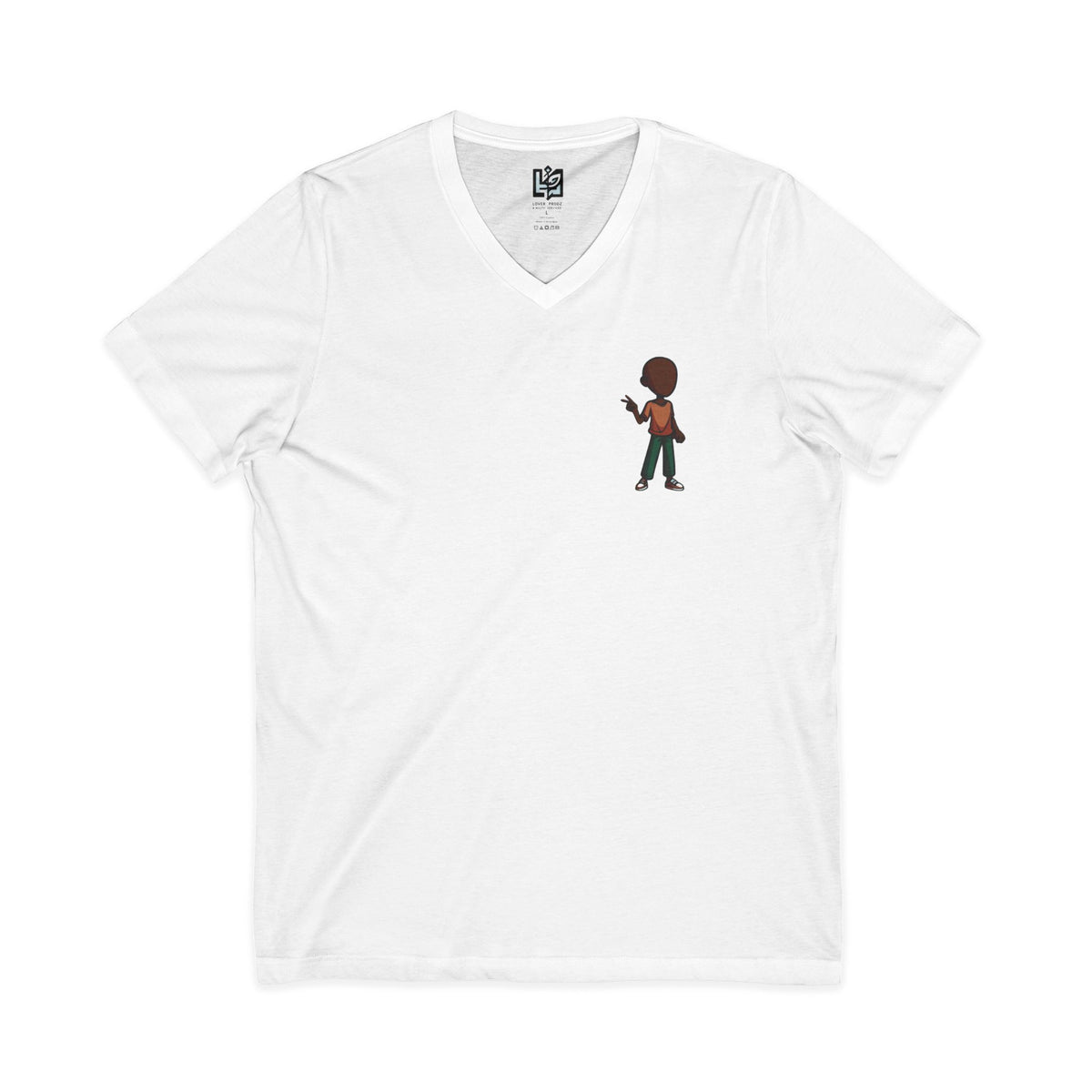 Minimalist Kid with Phone V-Neck Tee