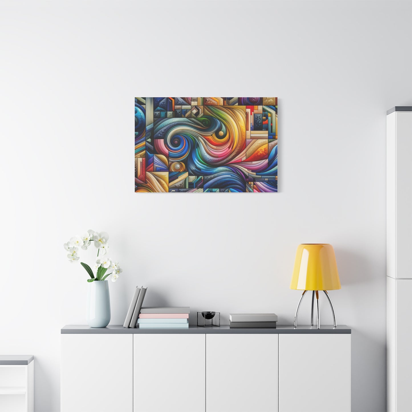 Vibrant Abstract Swirl Matte Canvas Art - Colorful Home Decor