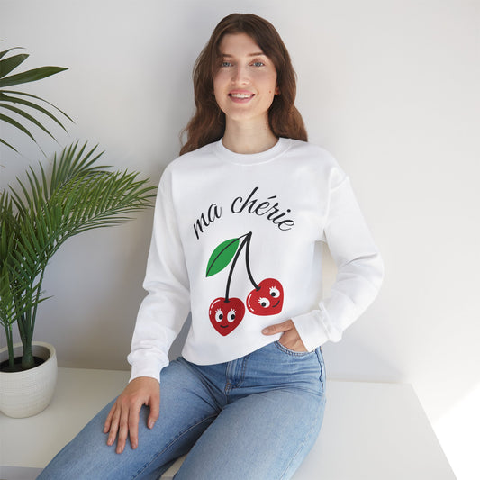 Cute Cherry Graphic Crewneck Sweatshirt - 'ma chérie'