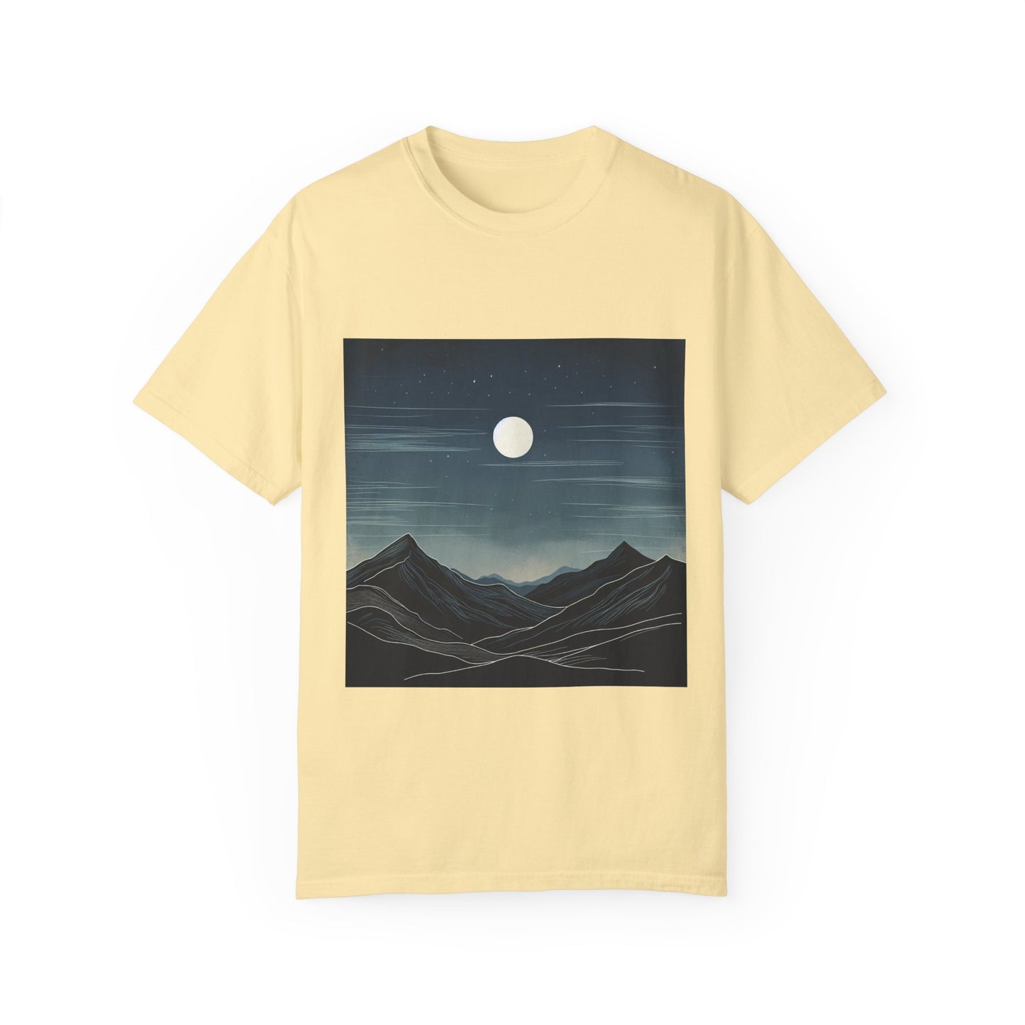 Moonlit Mountains Unisex Garment-Dyed T-shirt | Nature-Inspired Style for Adventurers