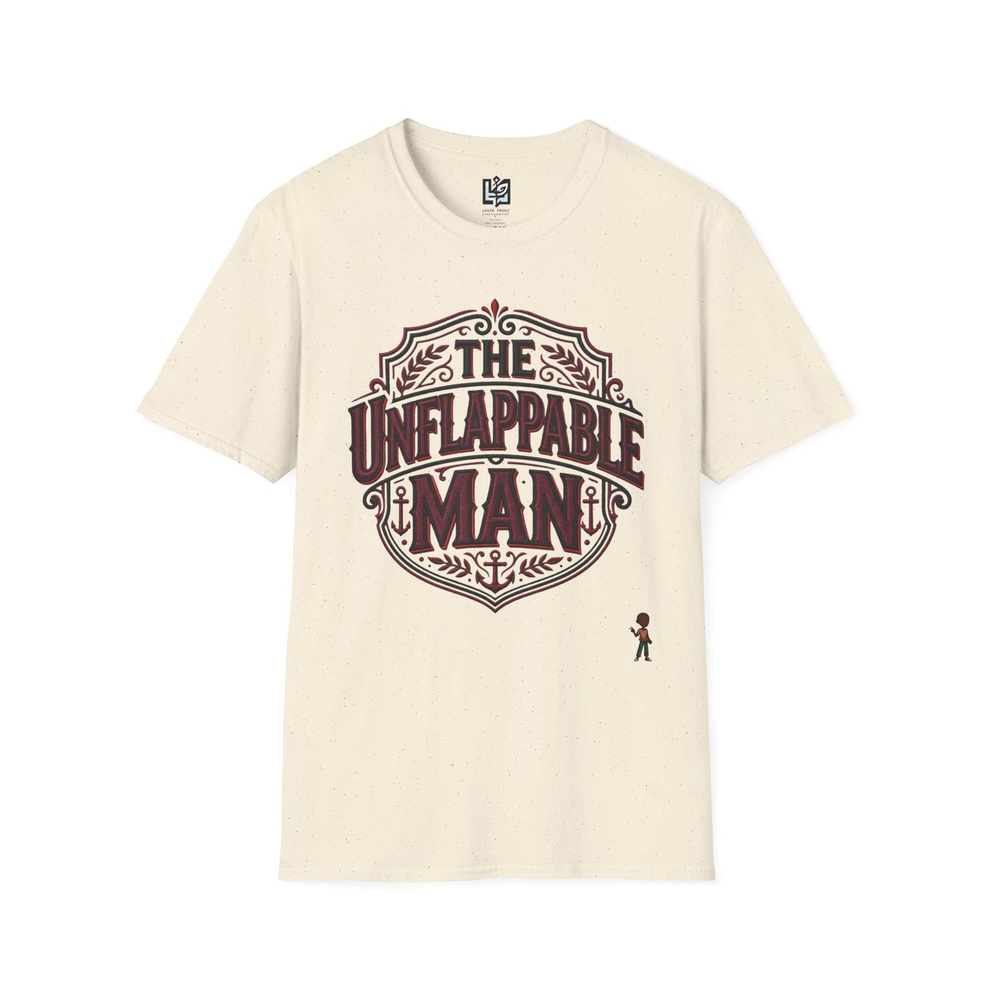 The Unflappable Man T-Shirt — Vintage Shield Graphic Tee for Confident Guys