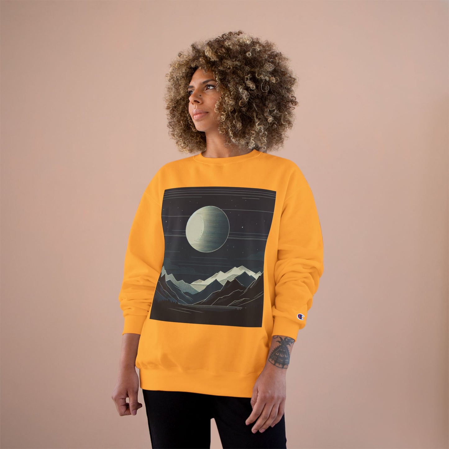 Celestial Mountains Champion Sweatshirt - Cozy Night Sky Design