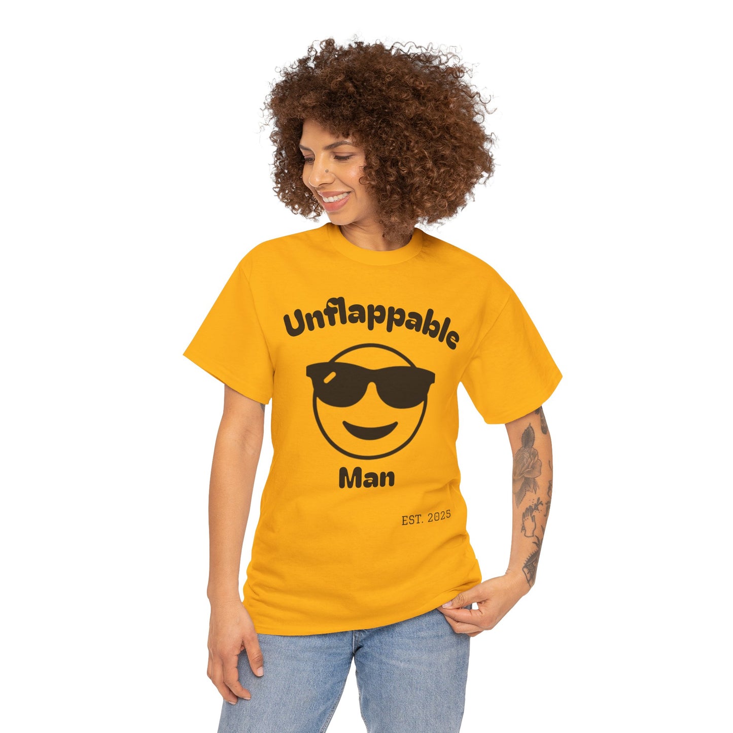 Unisex Heavy Cotton Tee - Unflappable Man Graphic Tee for Chill Vibes