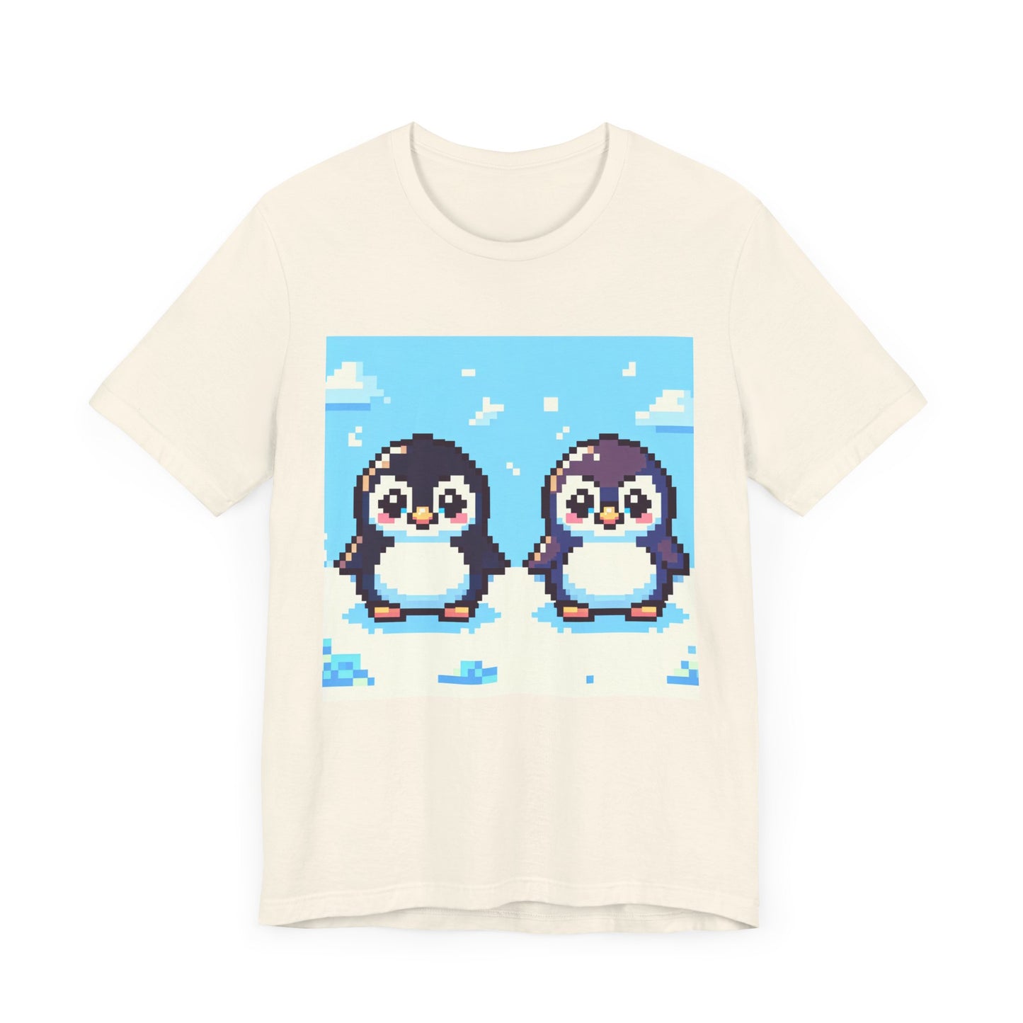 Cute Pixel Penguin Unisex Tee - Fun & Playful Short Sleeve Shirt for Animal Lovers