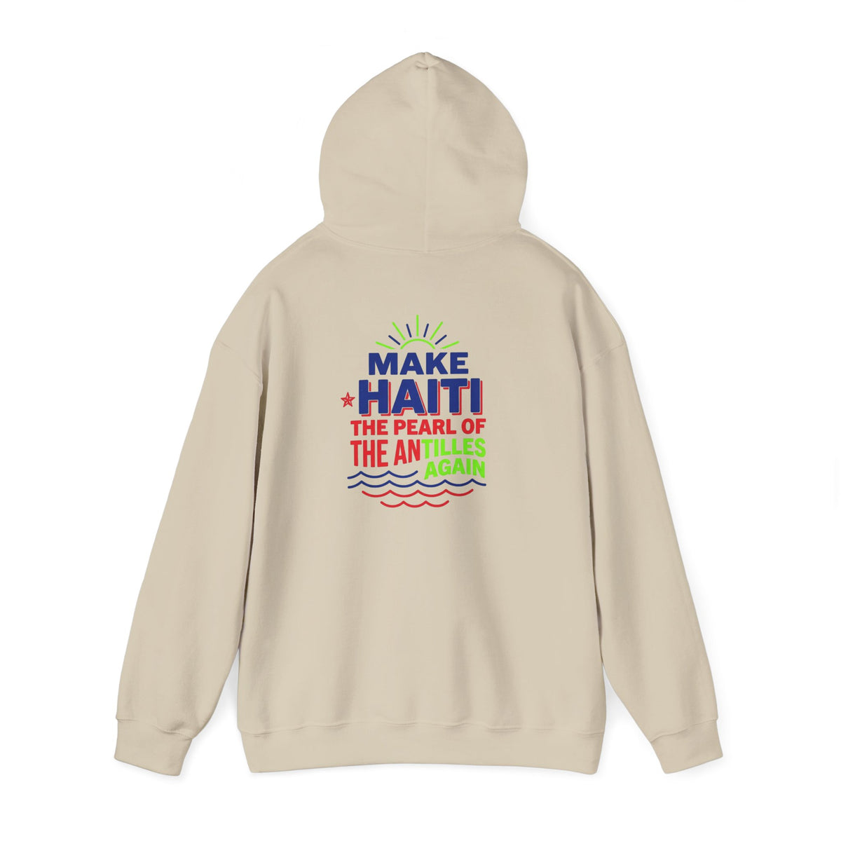 Make Haiti The Pearl of the Antilles Again Hoodie — Cartoon Figure Back Print