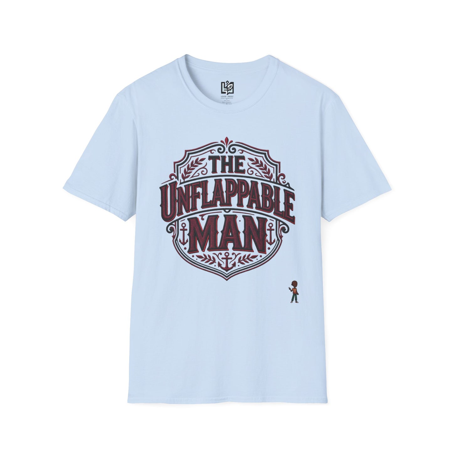 The Unflappable Man T-Shirt — Vintage Shield Graphic Tee for Confident Guys