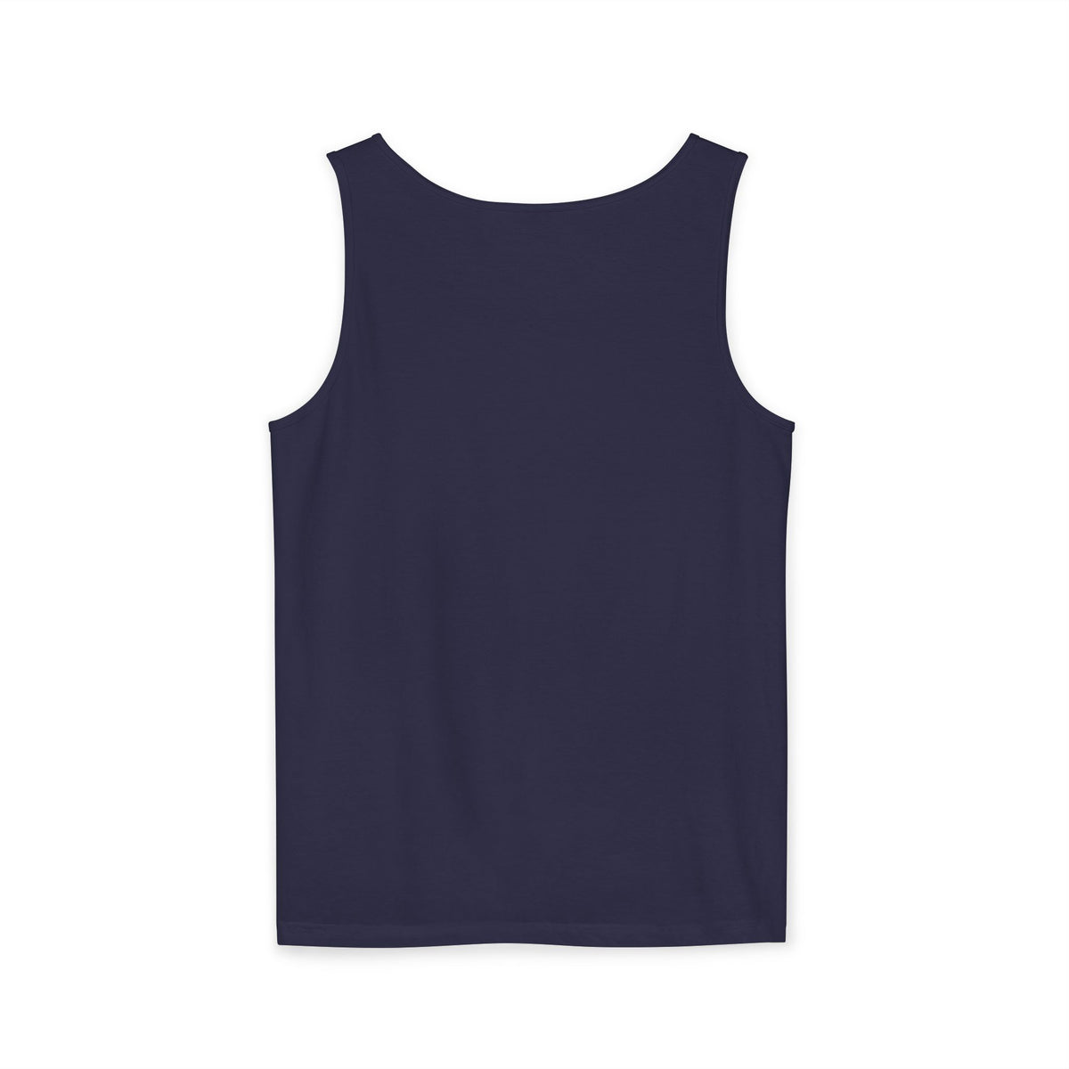 Minimalist Coffee Lover Tank — Small Cartoon Person Holding Mug Graphic Tank Top