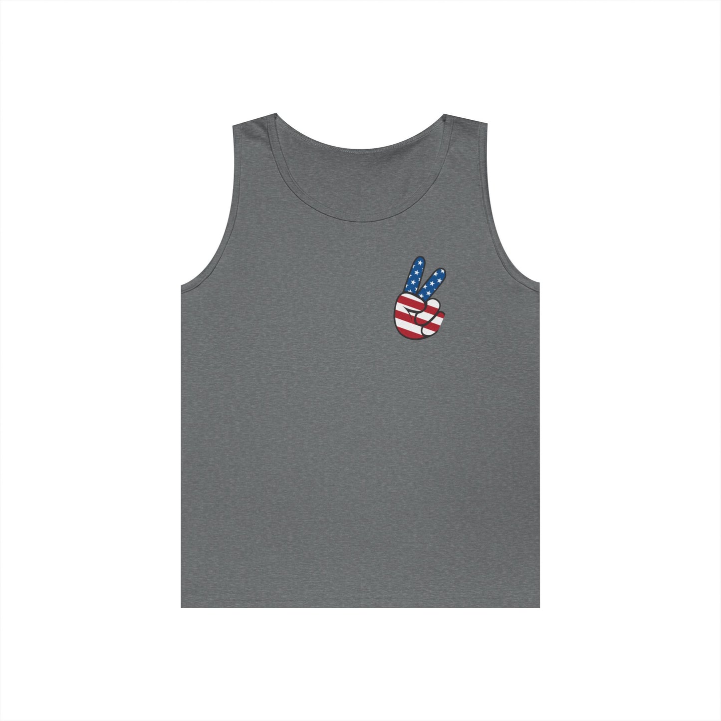Unisex Heavy Cotton Tank Top - ‘V’ for America Graphic Tee, Perfect for July 4th Celebrations